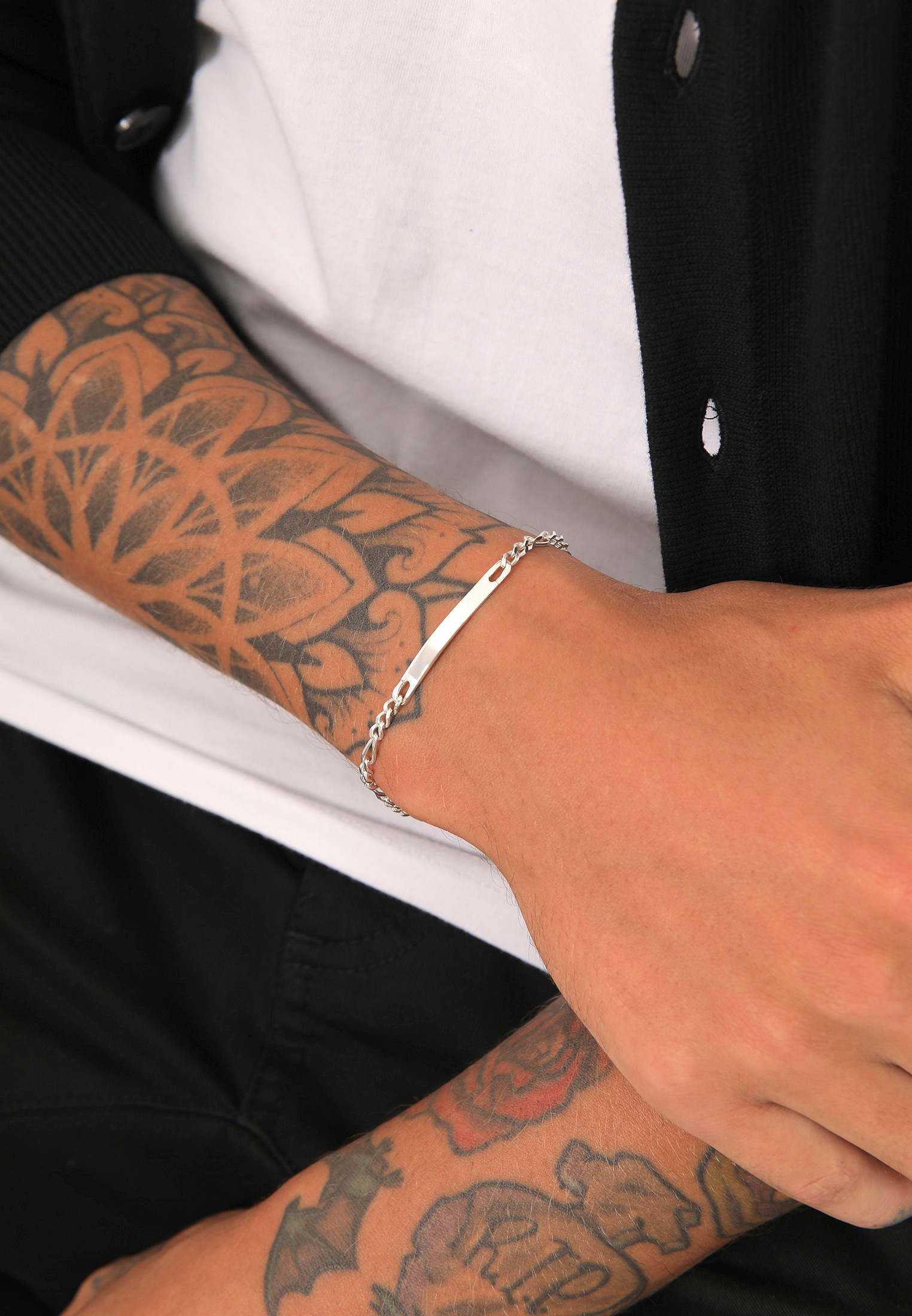 Klassisch online Armband ID »Herren BAUR Silber« Figaro kaufen Kuzzoi Platte 925 |