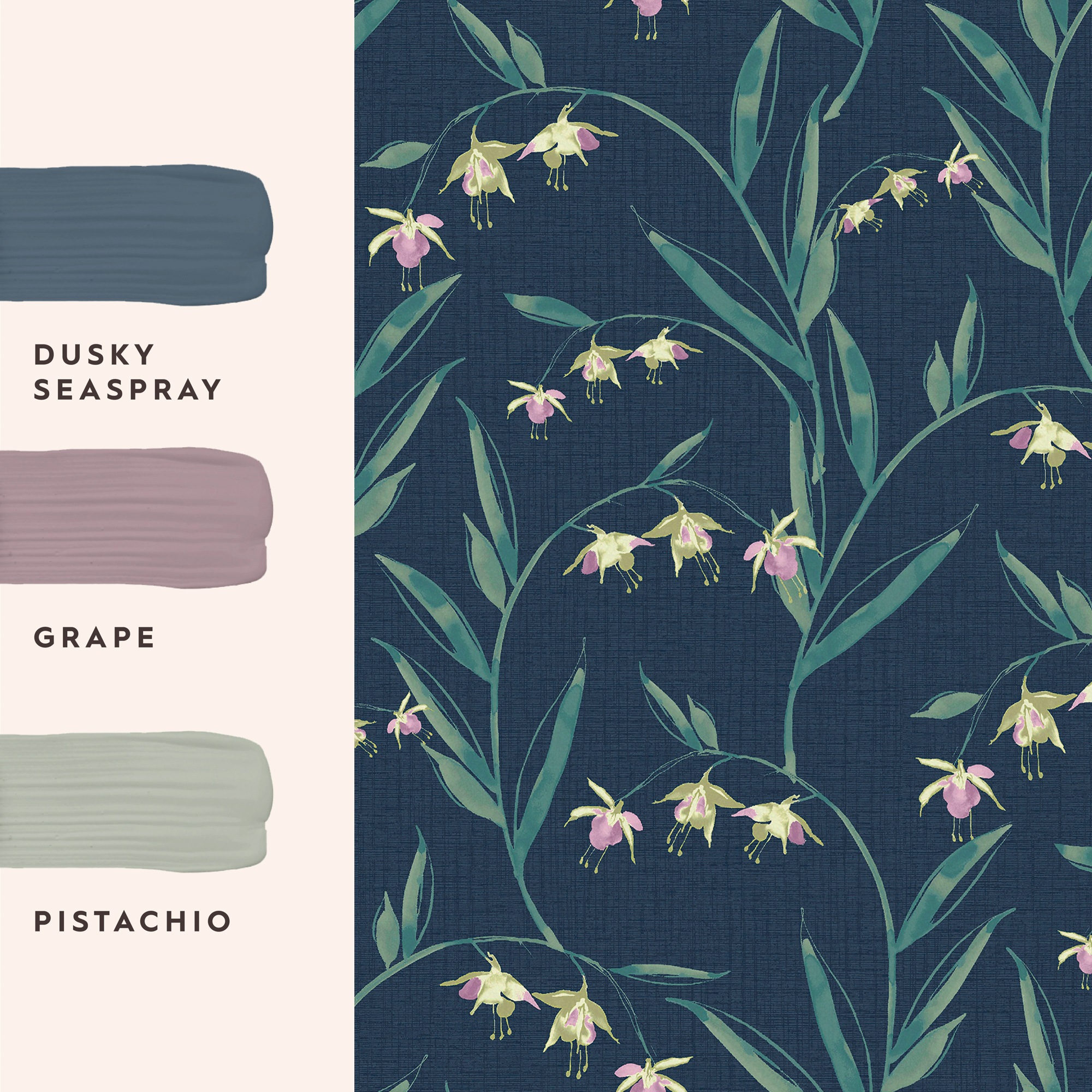 LAURA ASHLEY Vliestapete »Fulwell Fuchsia Midnight Seaspray«, geblümt, 10mx52cm (ca. 5m2)