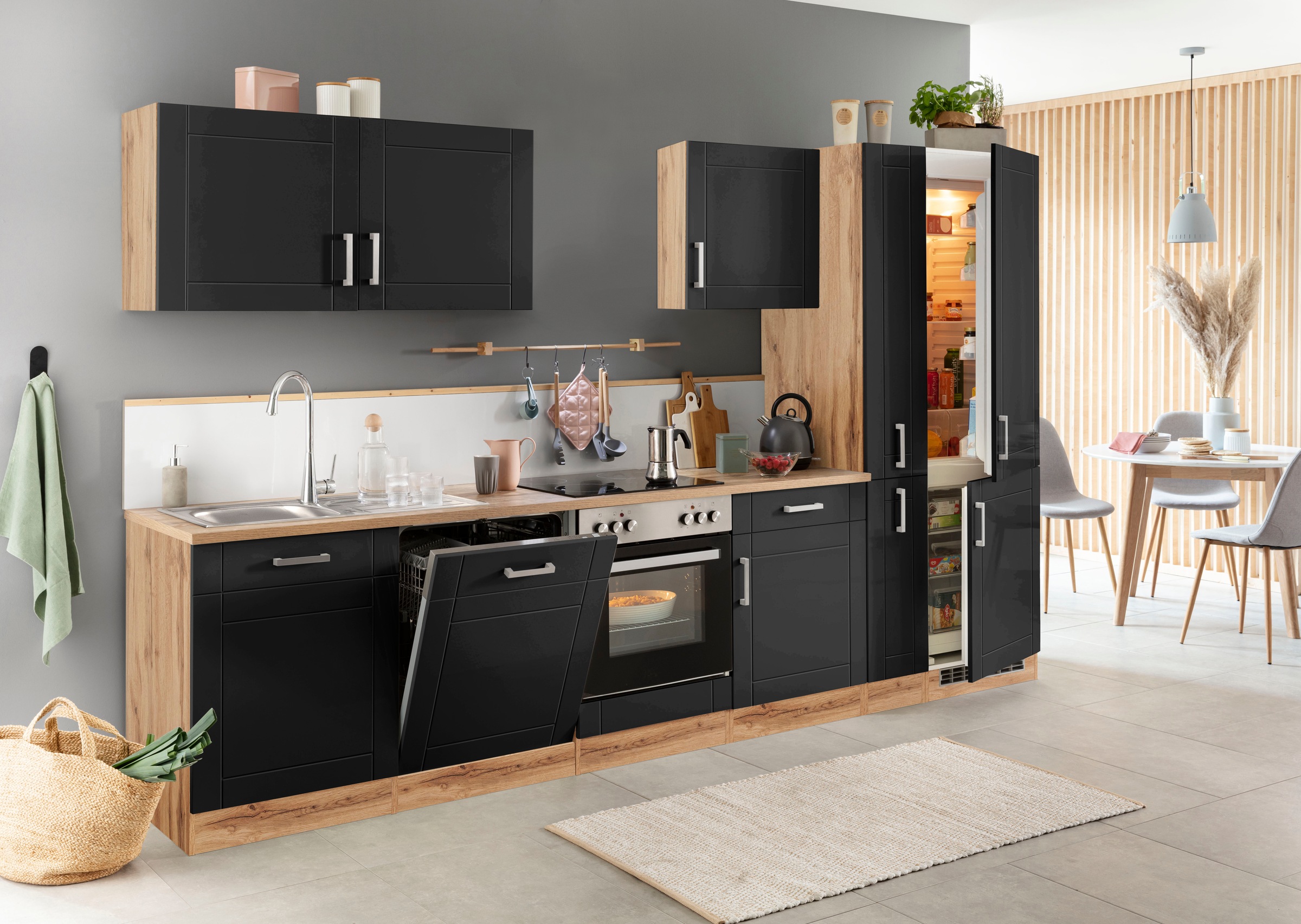 KOCHSTATION Küchenzeile »KS-Tinnum« ohne E-Geräte, Breite 330 cm