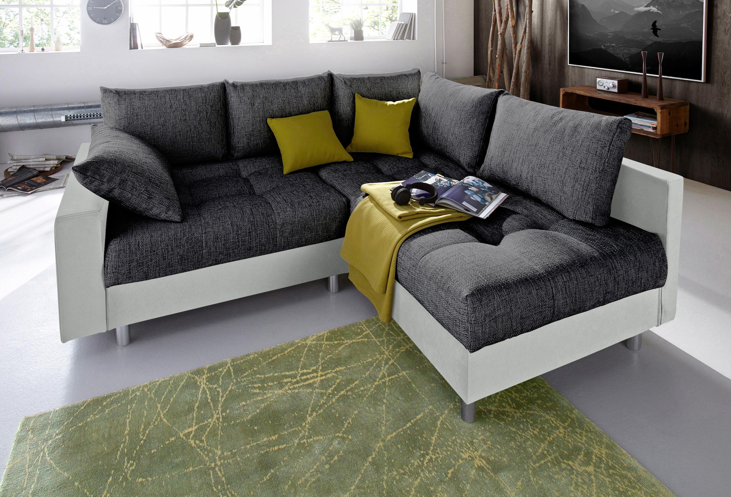 COLLECTION AB Ecksofa »Antonia L-Form«, mit Federkern und zusätzlichem Hocker