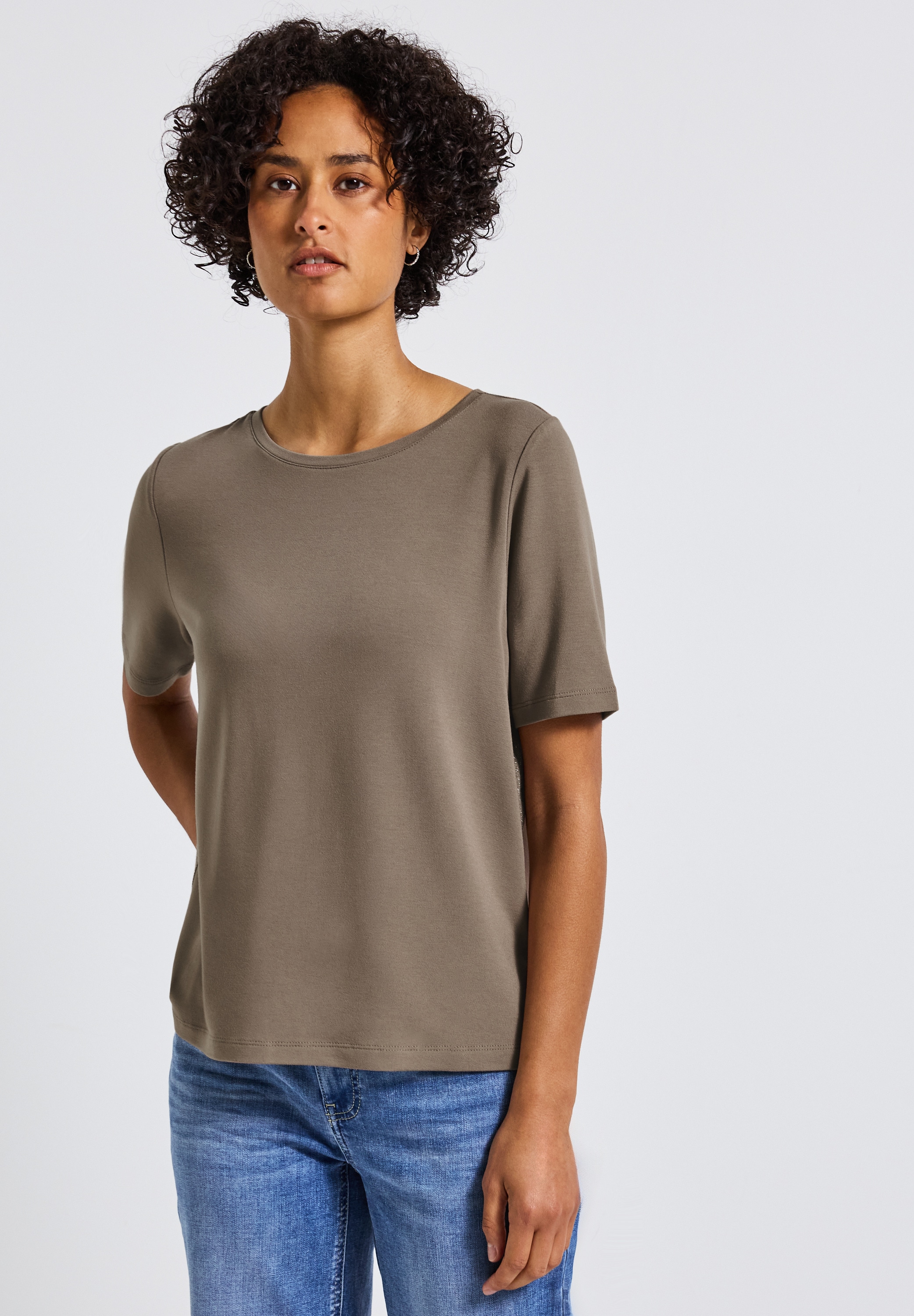 STREET ONE T-Shirt mit Glitzerstreifen günstig online kaufen