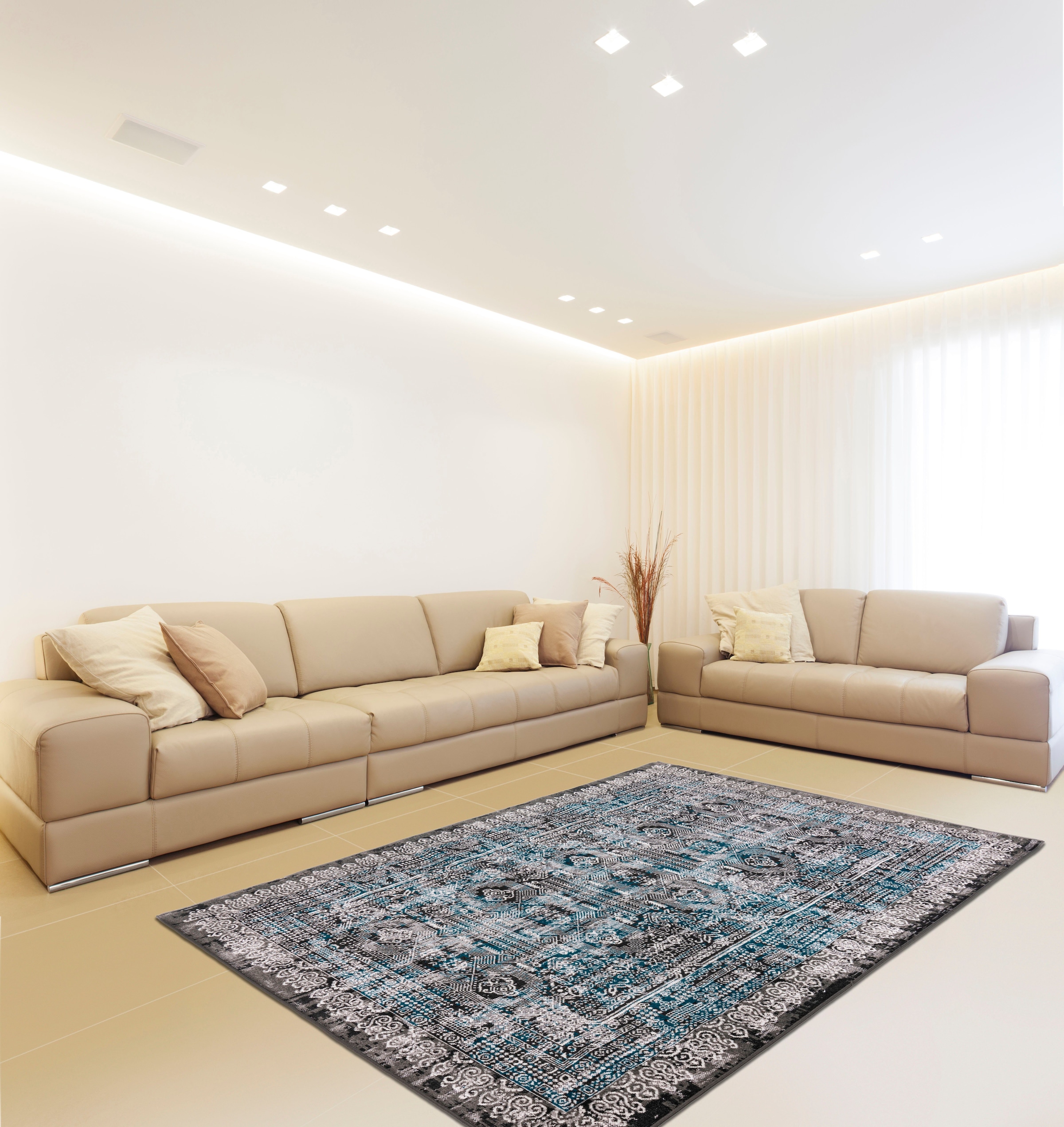 calo-deluxe Teppich Flachgewebe, Rechnung Design, »Ruzica-505«, Wohnzimmer auf | rechteckig, Vintage BAUR