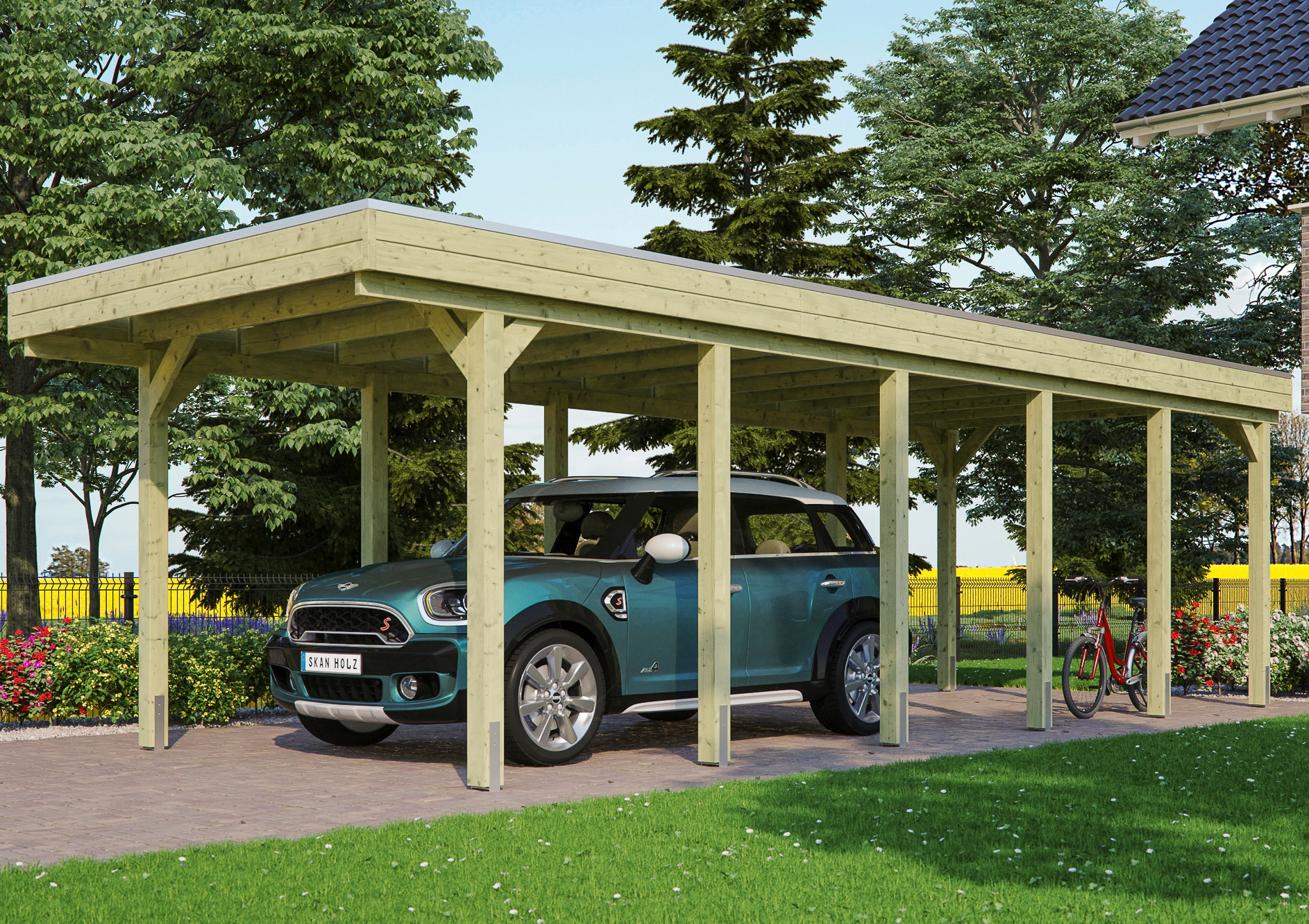 Skanholz Einzelcarport "Friesland" Massivholz 270 cm grün