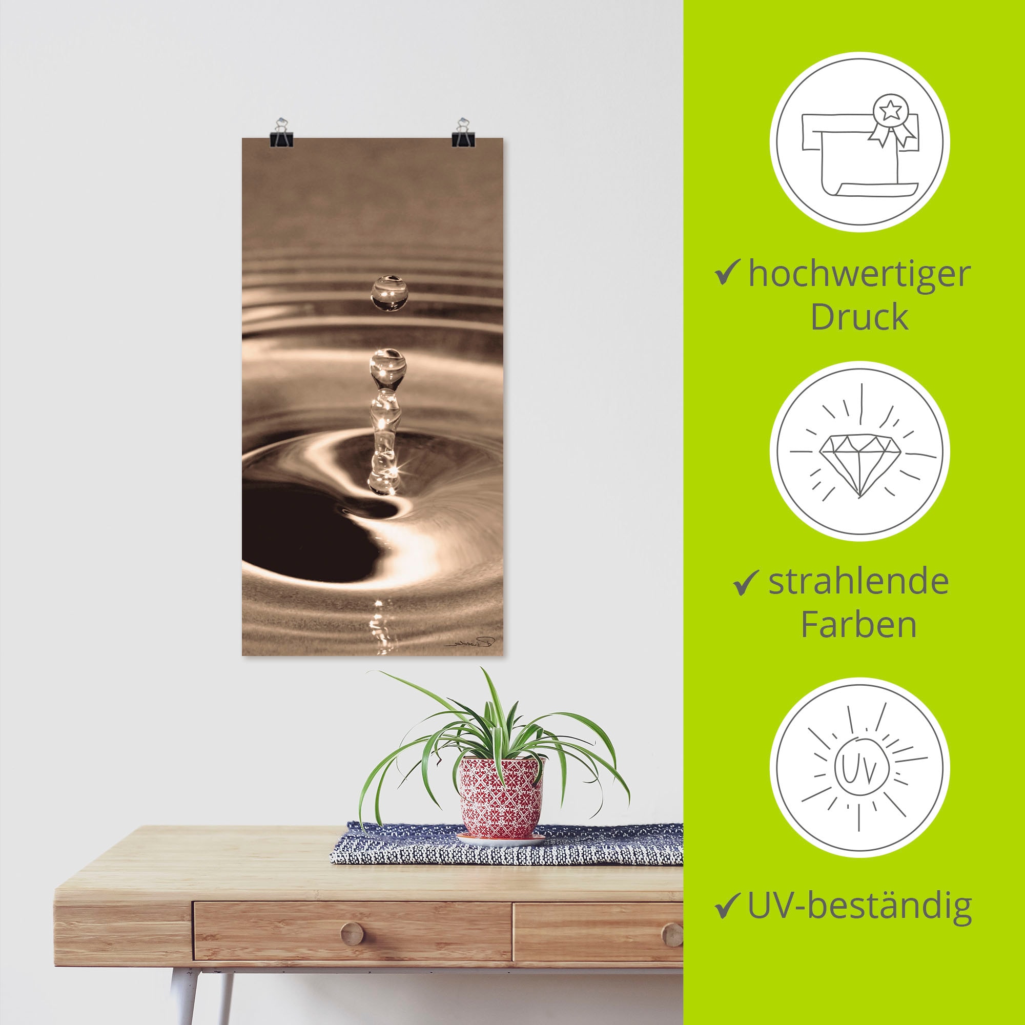 Artland Wandbild »Die Elemente: Wasser«, Zen Bilder, (1 St.), als Alubild, Outdoorbild, Leinwandbild, Poster in verschied. Größen