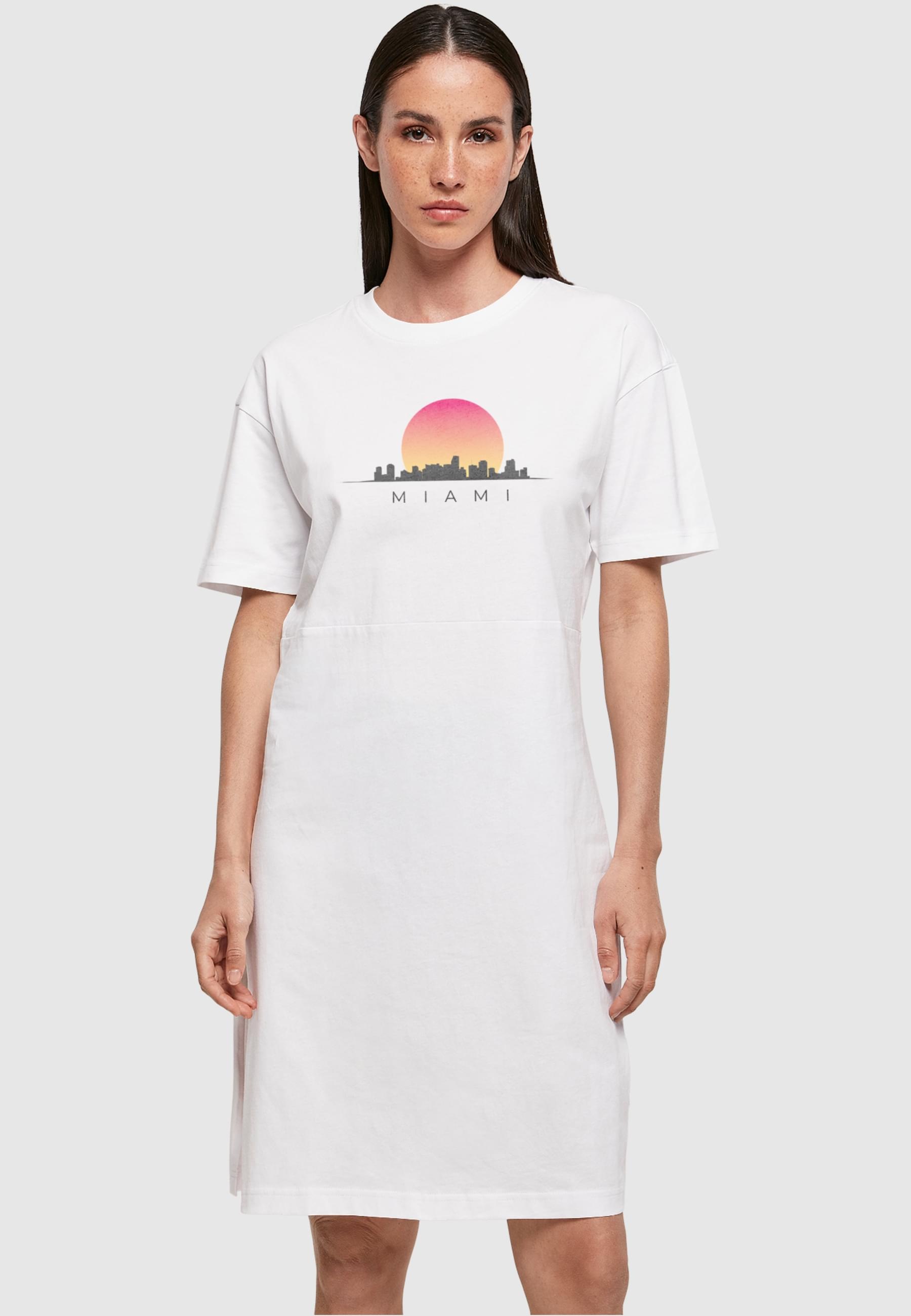 Merchcode Shirtkleid »Merchcode Damen Ladies Miami Organic Oversized Slit Tee Dress«, (1 tlg.)