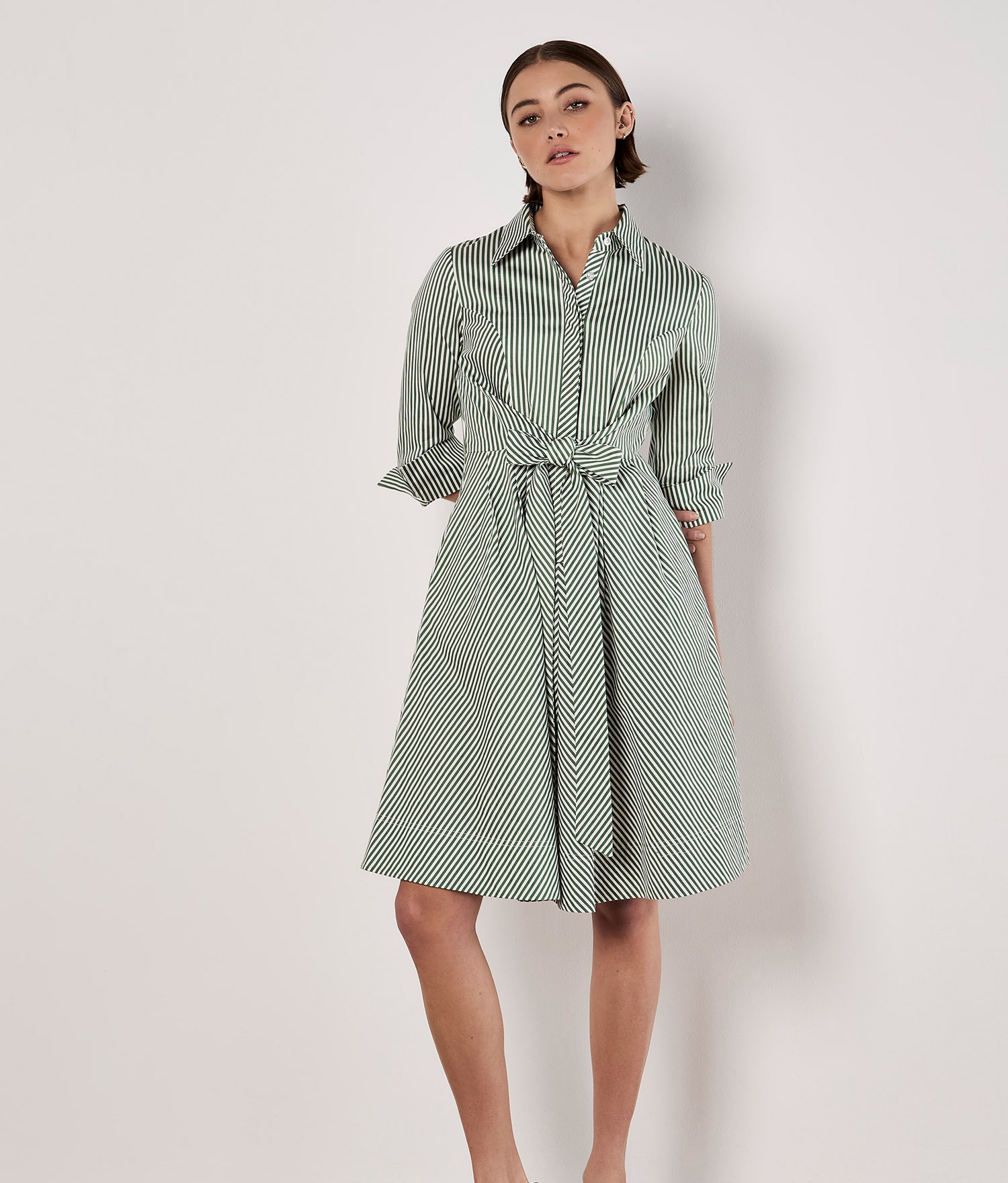 Apricot Minikleid "Minikleid aus Baumwolle" Stoffgürtel, mit seitlichen Streifen