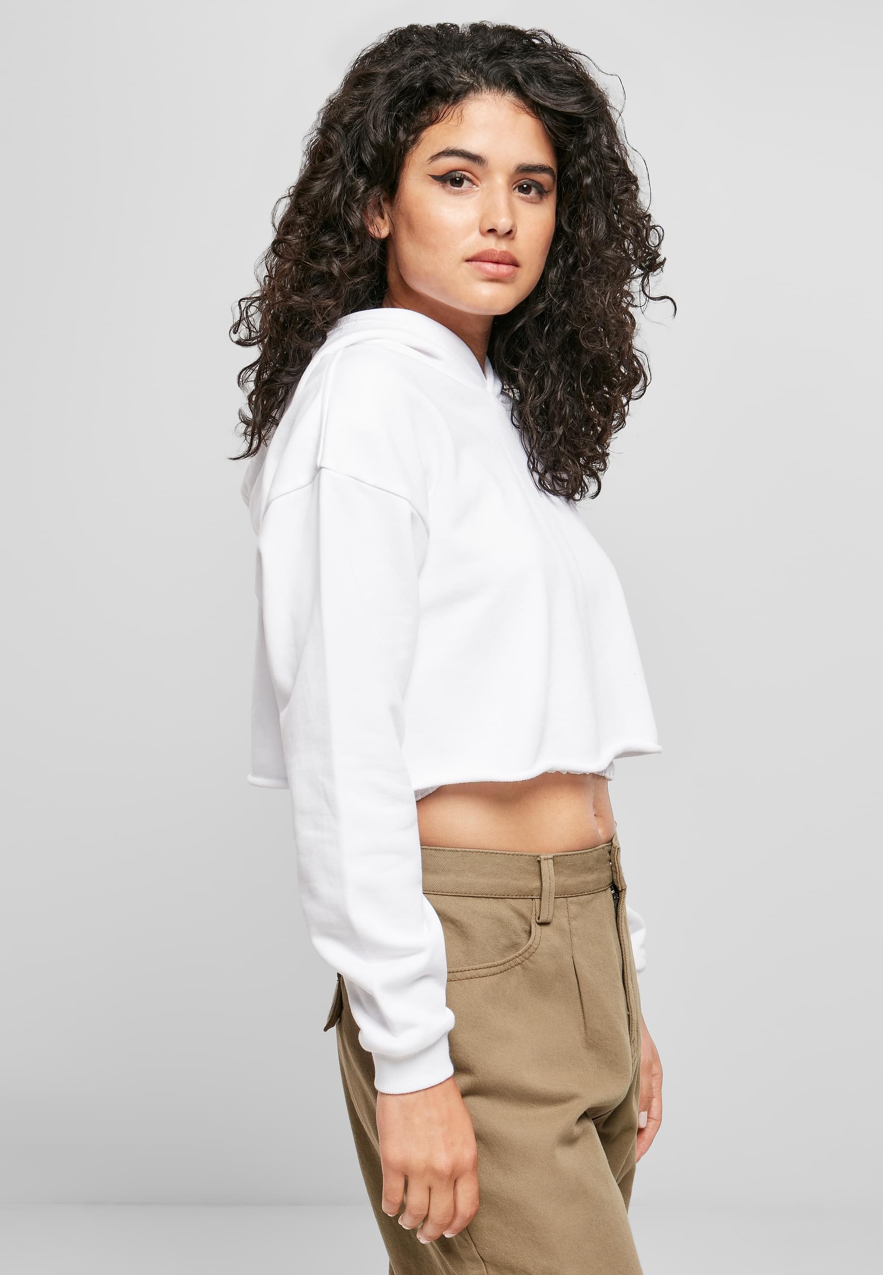 URBAN CLASSICS Rundhalspullover »Urban Classics Damen Ladies Oversized Cropped Hoody«, (1 tlg.)