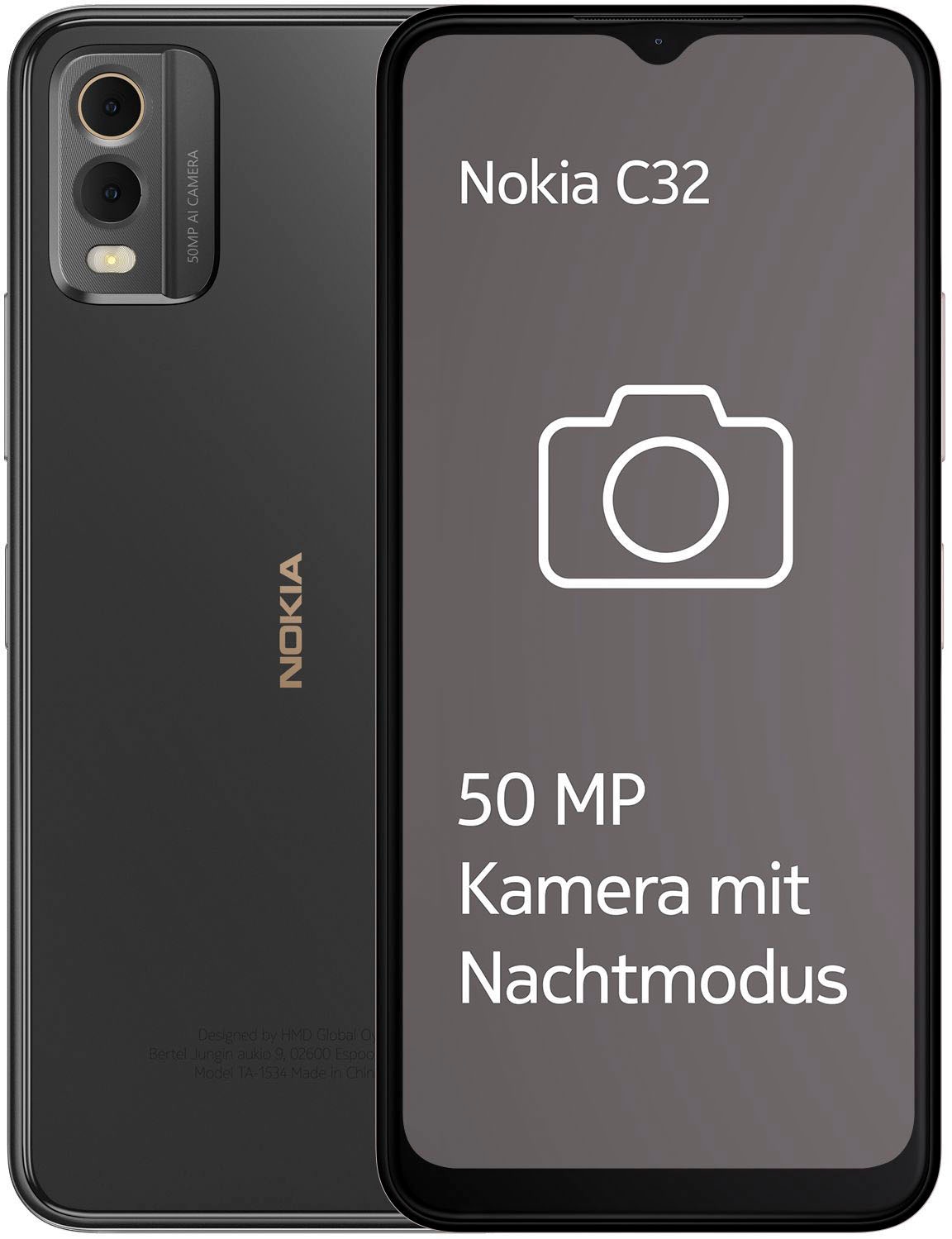 16,56 Nokia cm/6,52 Charcoal, 64 Kamera GB BAUR 3+64GB«, | Zoll, Smartphone Speicherplatz, MP 50 »C32,