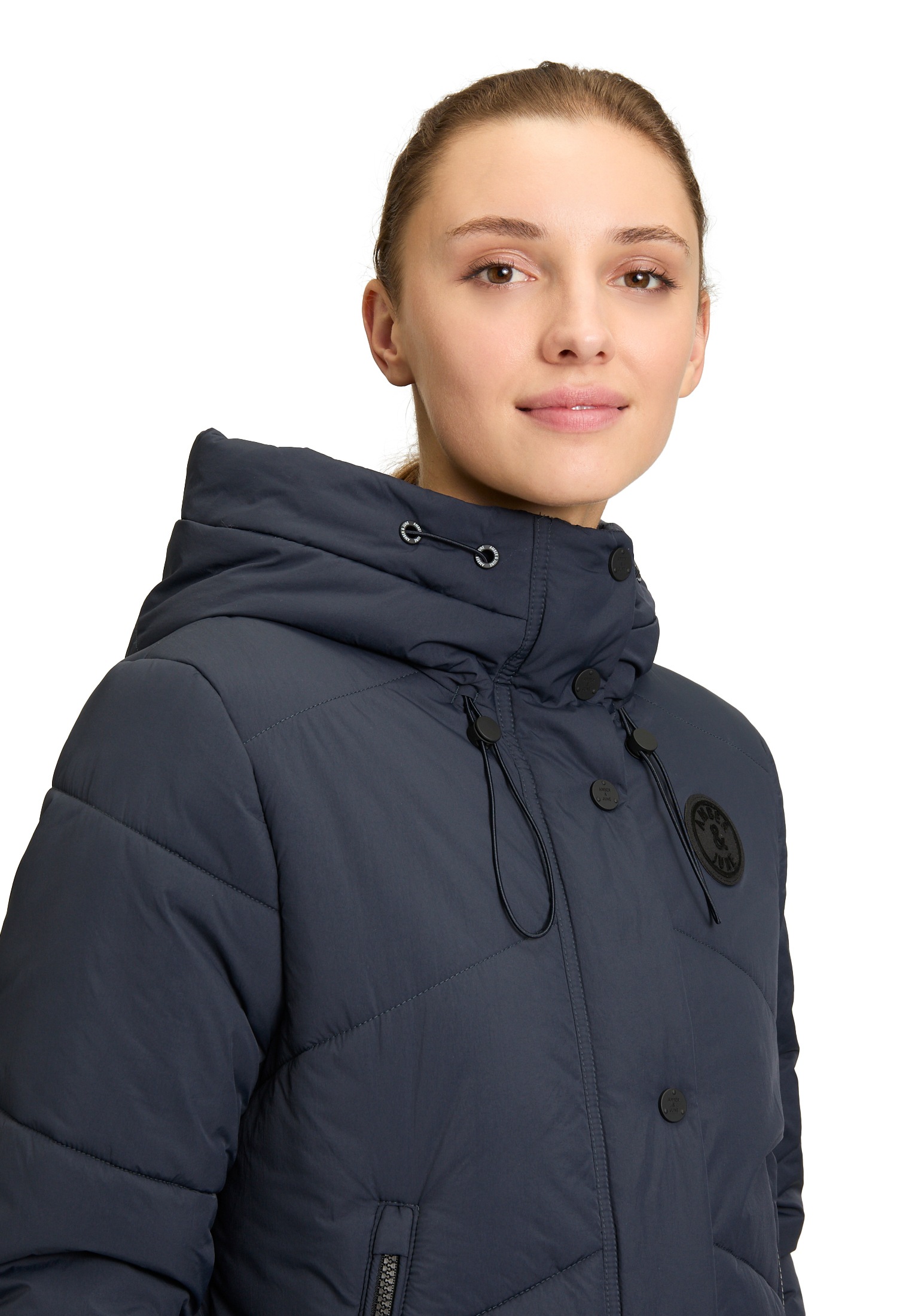 Amber & June Steppmantel »Amber & June Damen Steppmantel mit Kapuze«