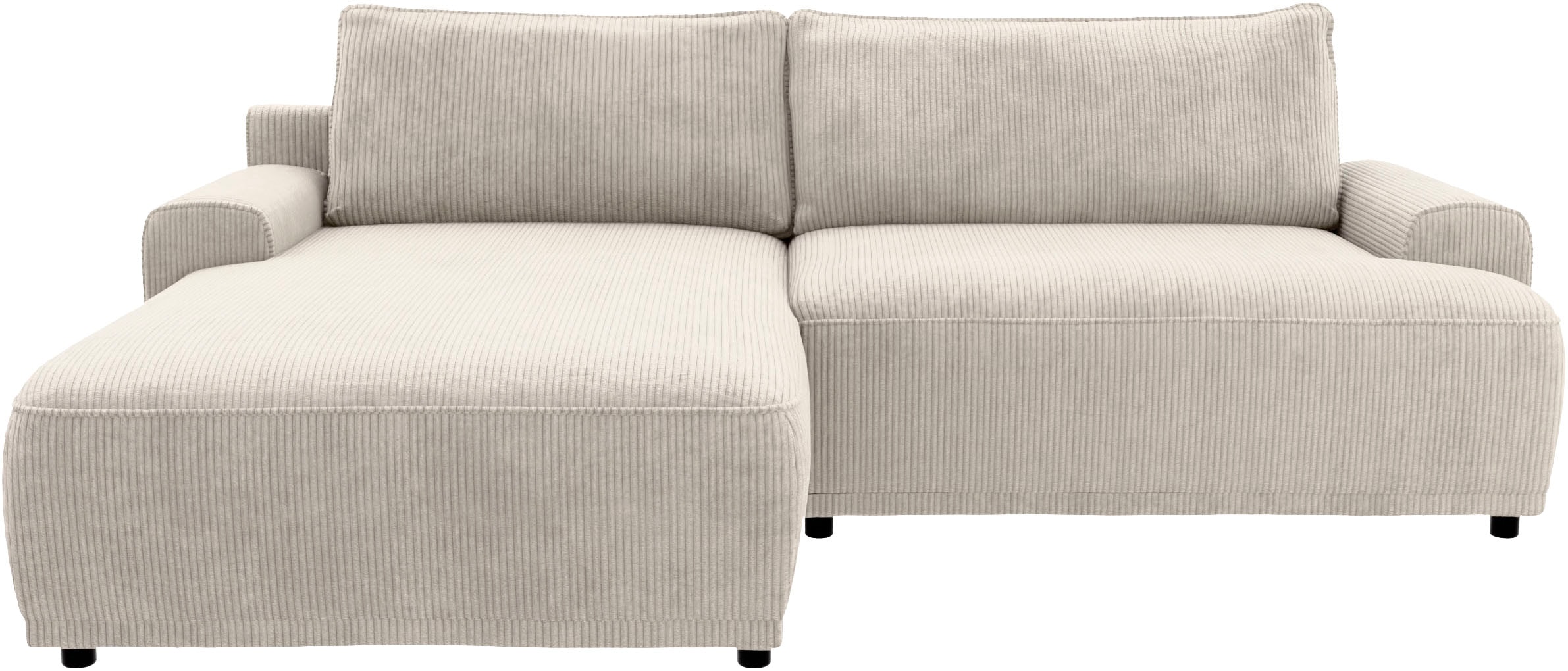TRENDMANUFAKTUR Ecksofa »Fordon, Schlafsofa mit Bettkasten, Couch in L-Form, Breite 250 cm«, in Cordstoff HYPER, cream, Recamiere links
