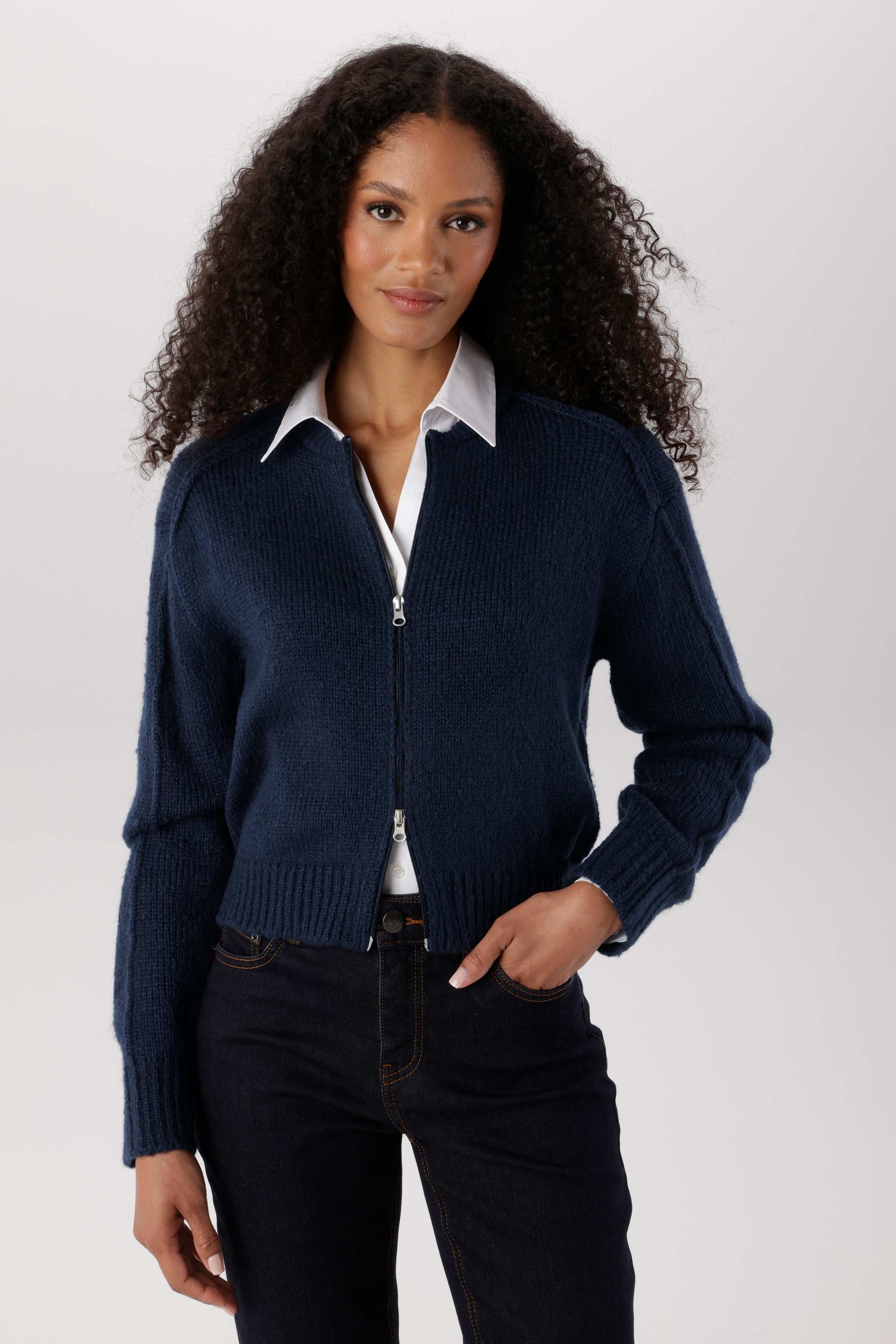 Aniston SELECTED Strickjacke Blousonform und Zwei-Wege-Reißverschluß NEUE KOLLEKTION