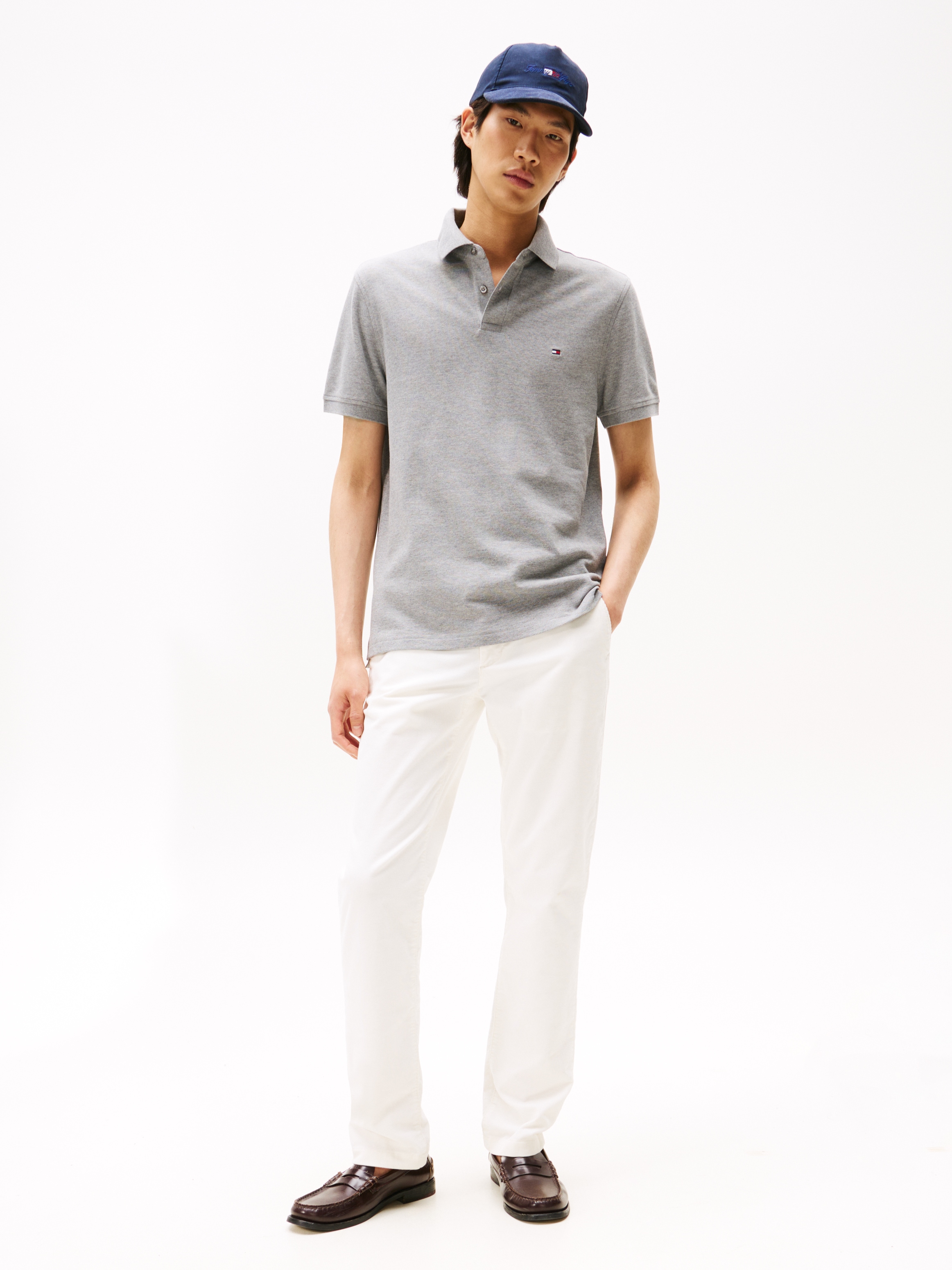 Tommy Hilfiger Poloshirt "1985 Regular Polo Mit Kontraststreifen Und Knopfleiste" Unifarben, Sportlich, Regular Fit, Baumwollmix, Polokragen