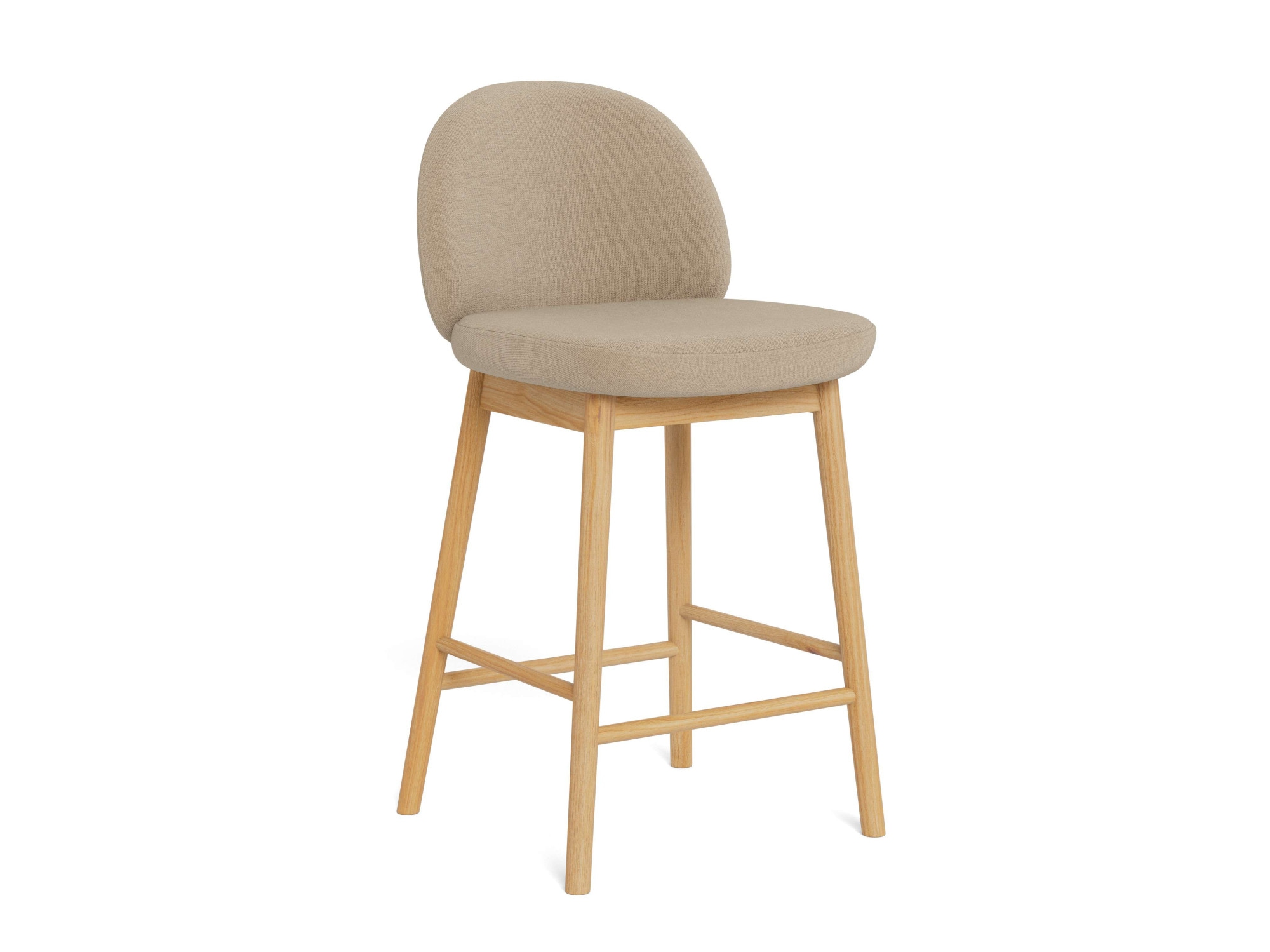 ACTONA GROUP Barhocker "Sophia - Bequemer Barstuhl aus Eiche mit Fußstütze & Rückenlehne" Set, 2 Stk. tlg. Skandinavisches Design, Sitz aus Stoff, für Küche & Essbereich