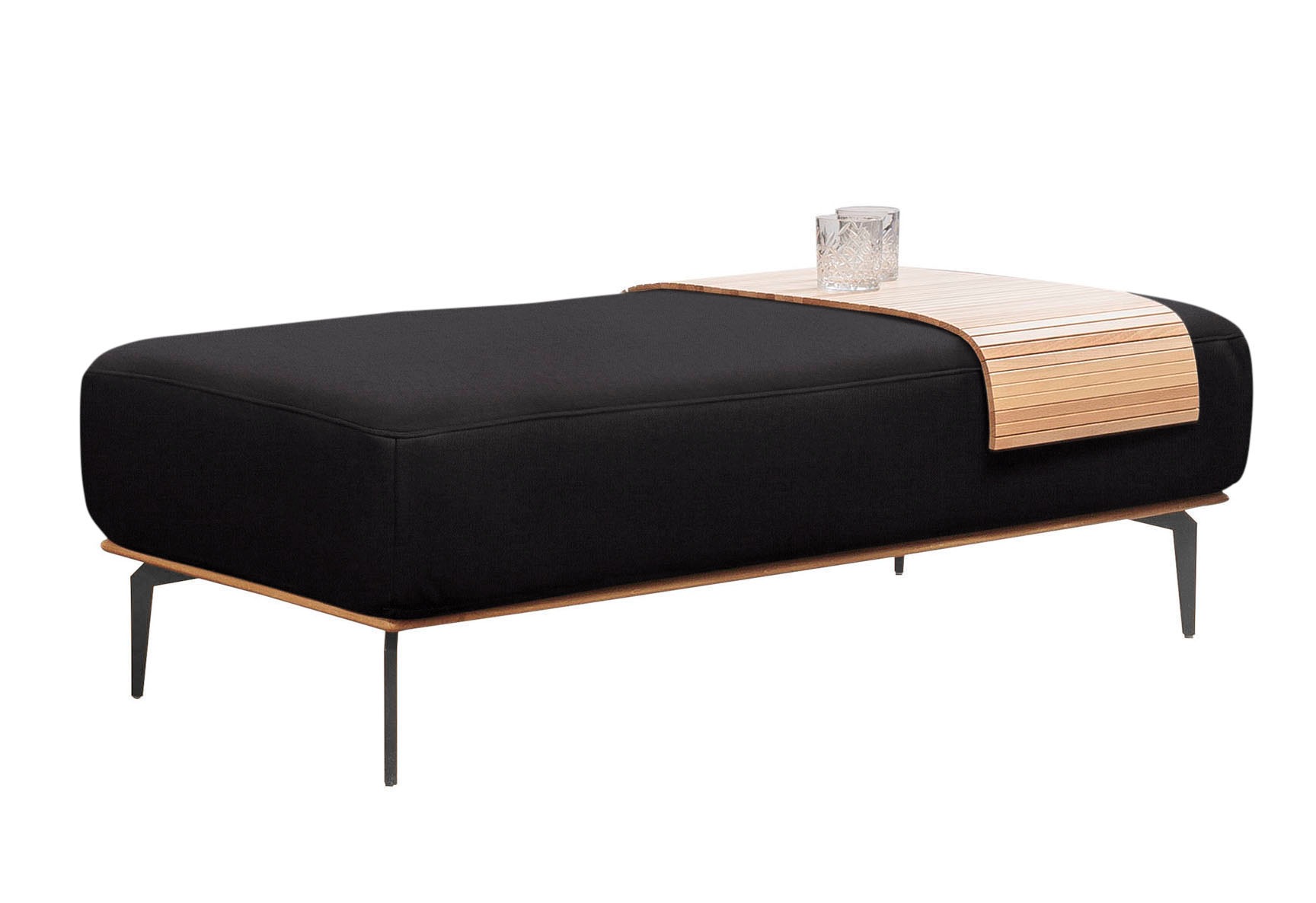 W.SCHILLIG Polsterhocker »run«, mit Holzsockel, Füße in Schwarz pulverbeschichtet, Breite 150 cm