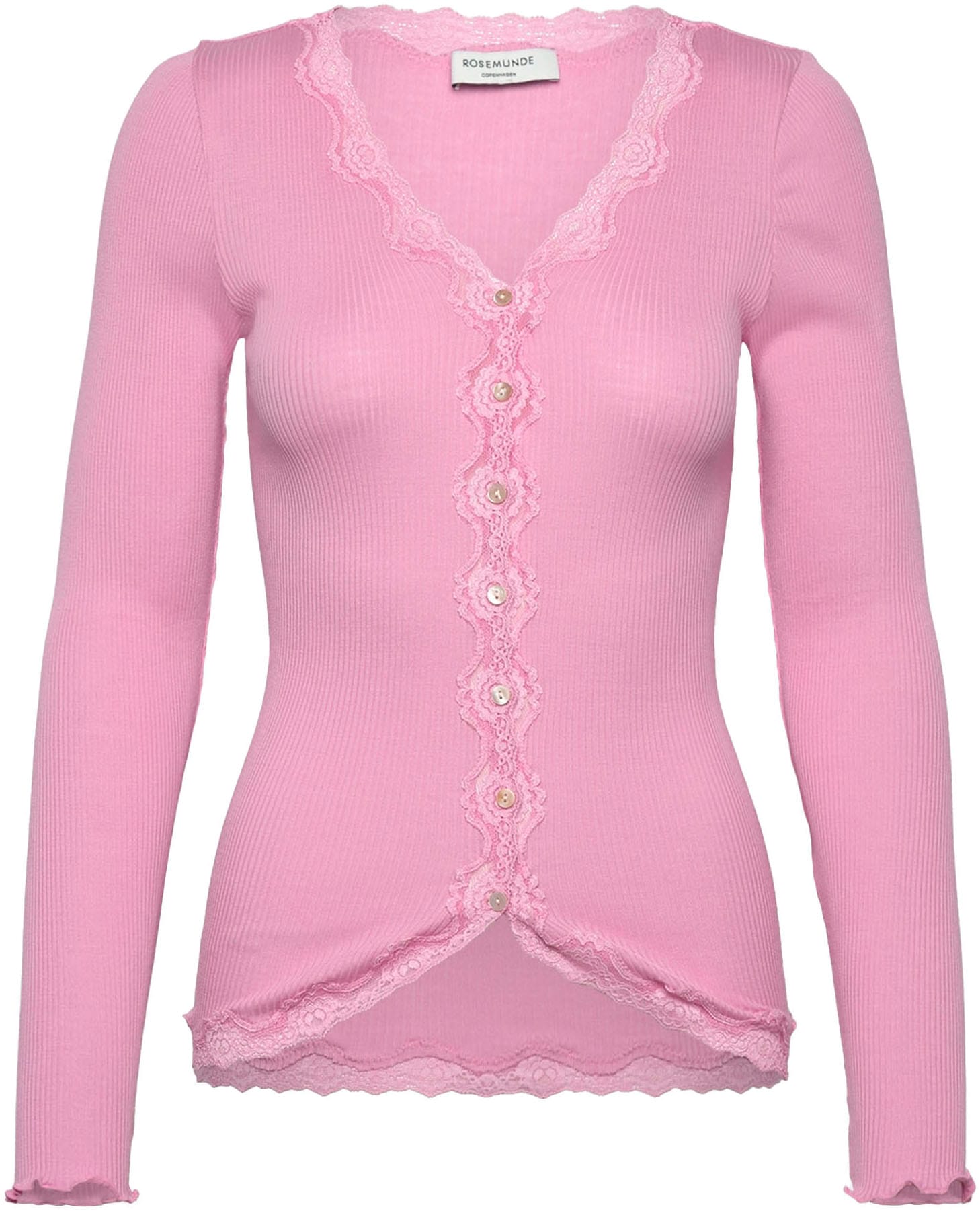 rosemunde Strickjacke "Babette Silk Cardigan", Vintage-Spitzenbesatz, Perlm günstig online kaufen