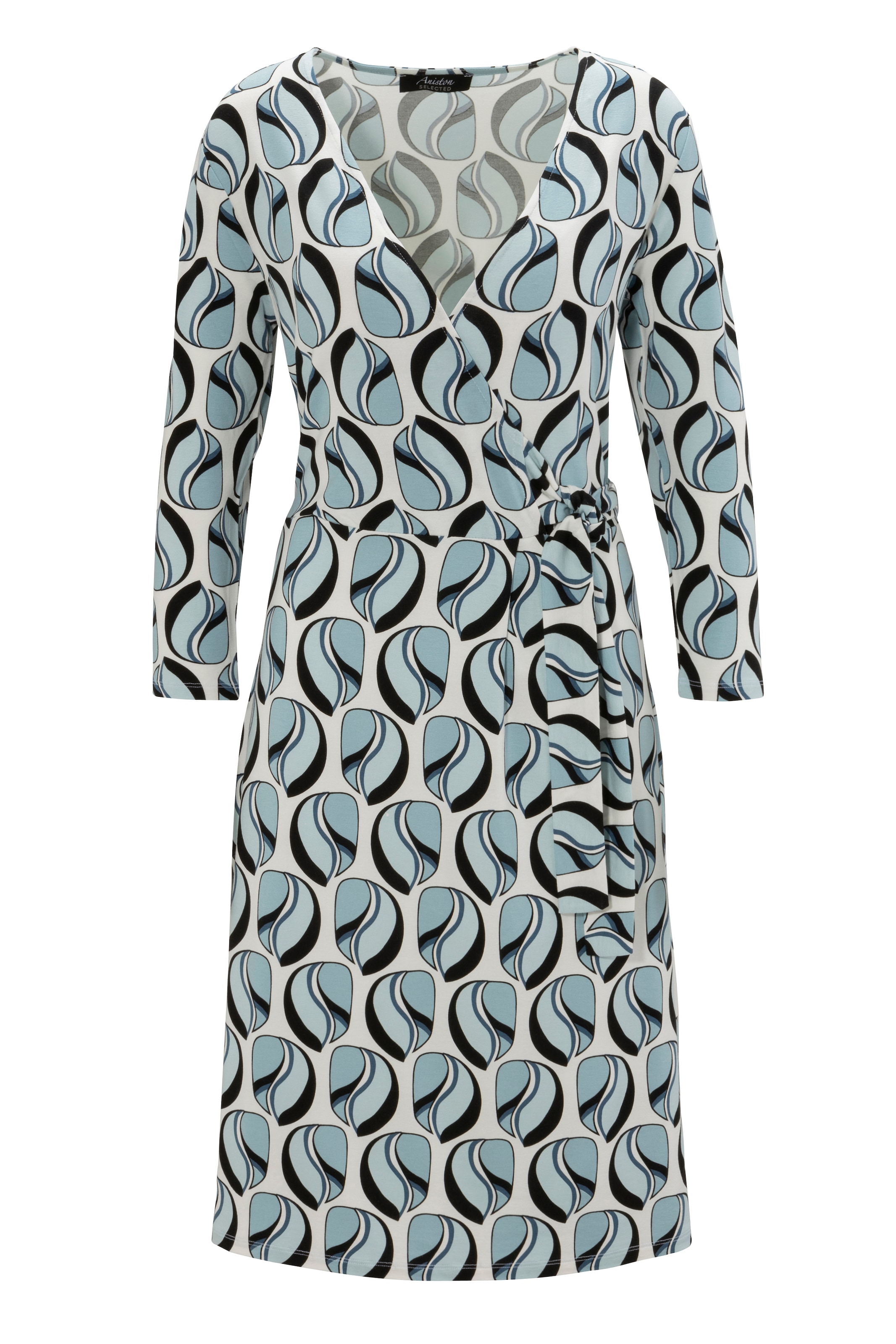 Aniston SELECTED Jerseykleid, mit Bindedetail und V-Ausschnitt in Wickeloptik