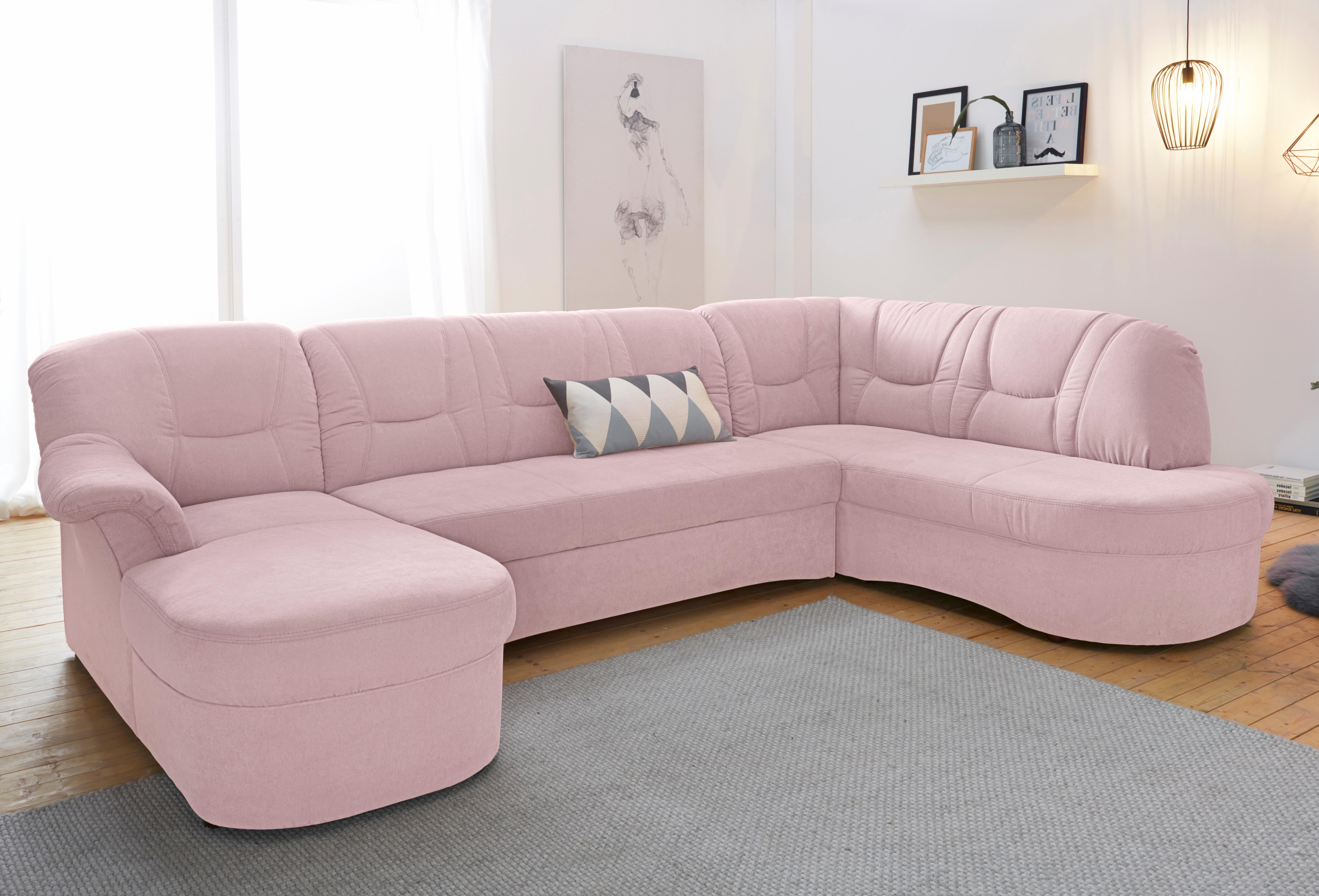 DOMO collection Wohnlandschaft "SARAFINA 295x83x180 cm, auch mit Federkern für mehr Sitzkomfort" whlw. mit Bettfunktion, elegantes Design, U-Form