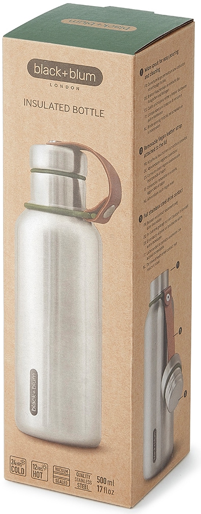 black+blum Isolierflasche »Insulated Bottle«, Edelstahl, Tragschlaufe aus Kunstleder, 500 ml