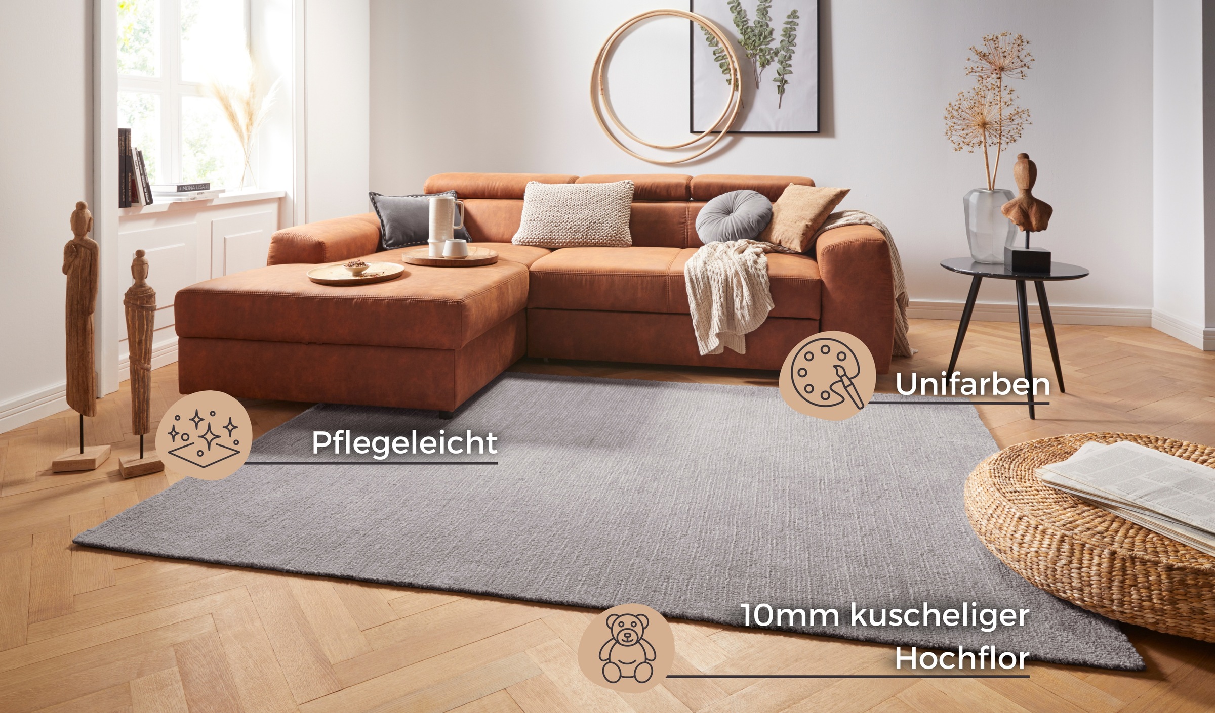 Thumbnail - HANSE Home Teppich "Supersoft" rechteckig 10 mm Höhe Kurzflor, Läufer Modern, Einfarbig, Wohnzimmer, Schlafzimmer