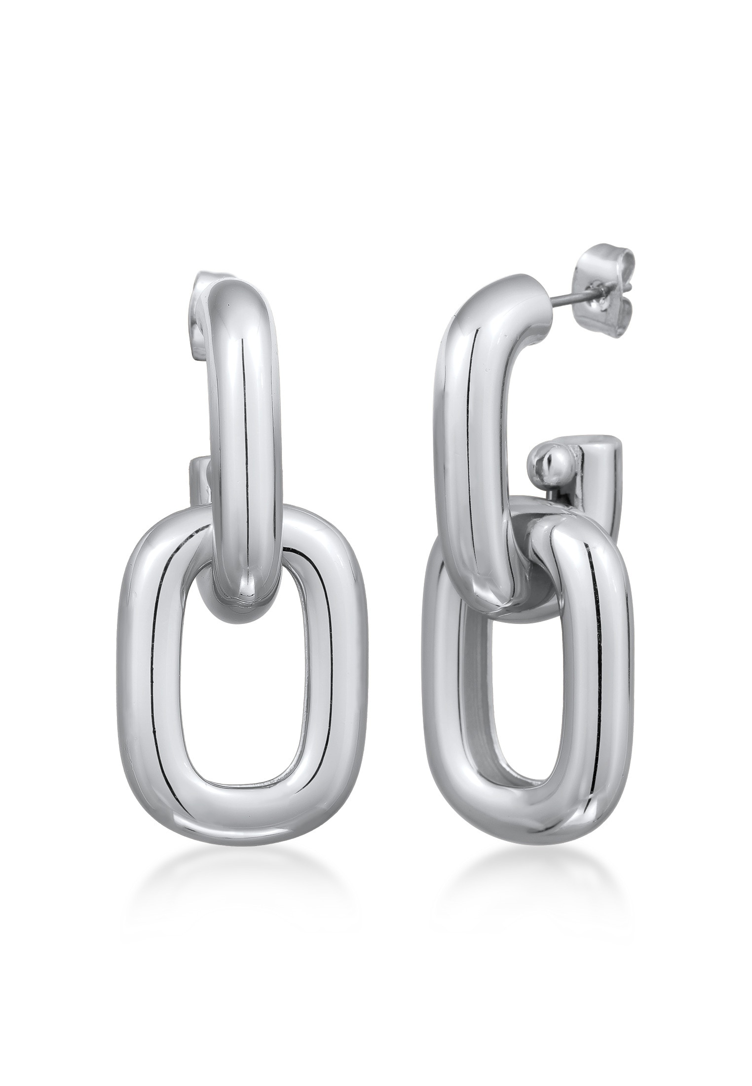 "Paar Ohrhänger ELLI ""Ohrringe Ohrringe Gliederkette Silberfarben"" Gr. 38, silber, Ohrringe, Damen, 38, Messing"