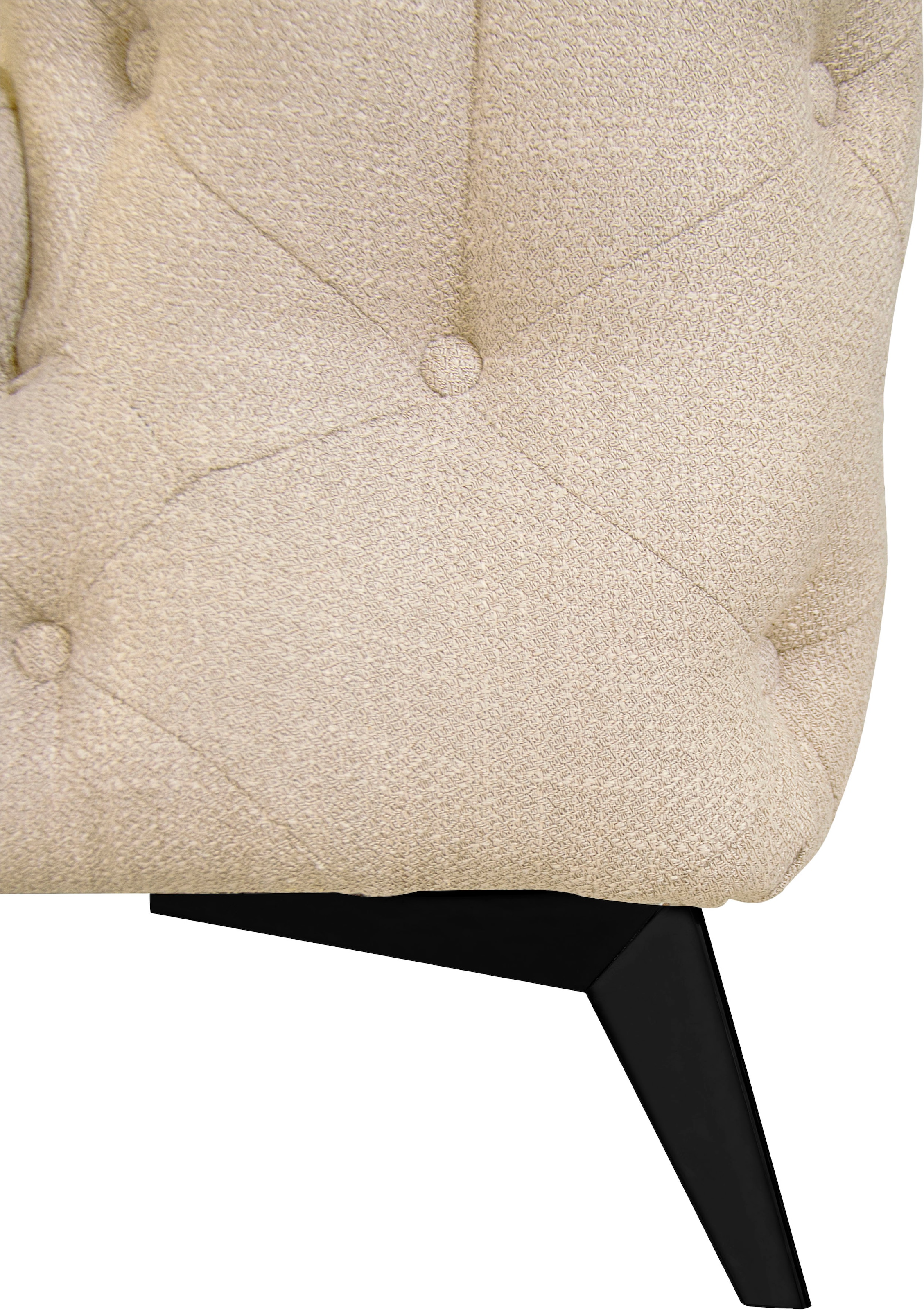 Leonique Chesterfield-Sofa »Ecksofa GLYNIS L-Form mit Wellenunterfederung, Maße B/T/H 264/264/75cm«, aufwändige Knopfheftung, moderne Chesterfield Optik, Fußfarbe wählbar