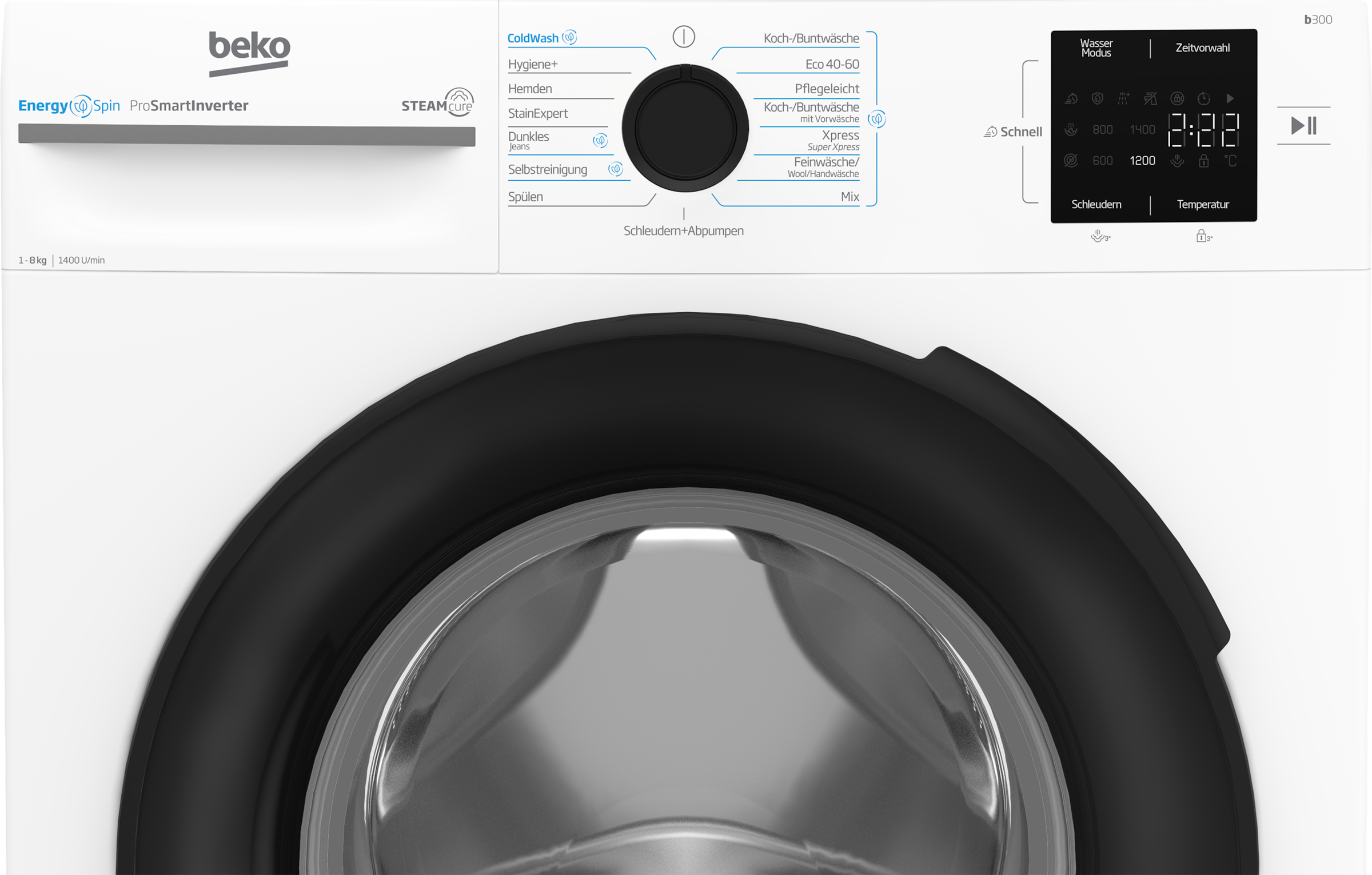 BEKO Waschmaschine »BM3WFU3841X«, 8 kg, 1400 U/min, Waschen mit EnergySpin: Bis zu 35 % Energie sparen – nicht nur in Eco