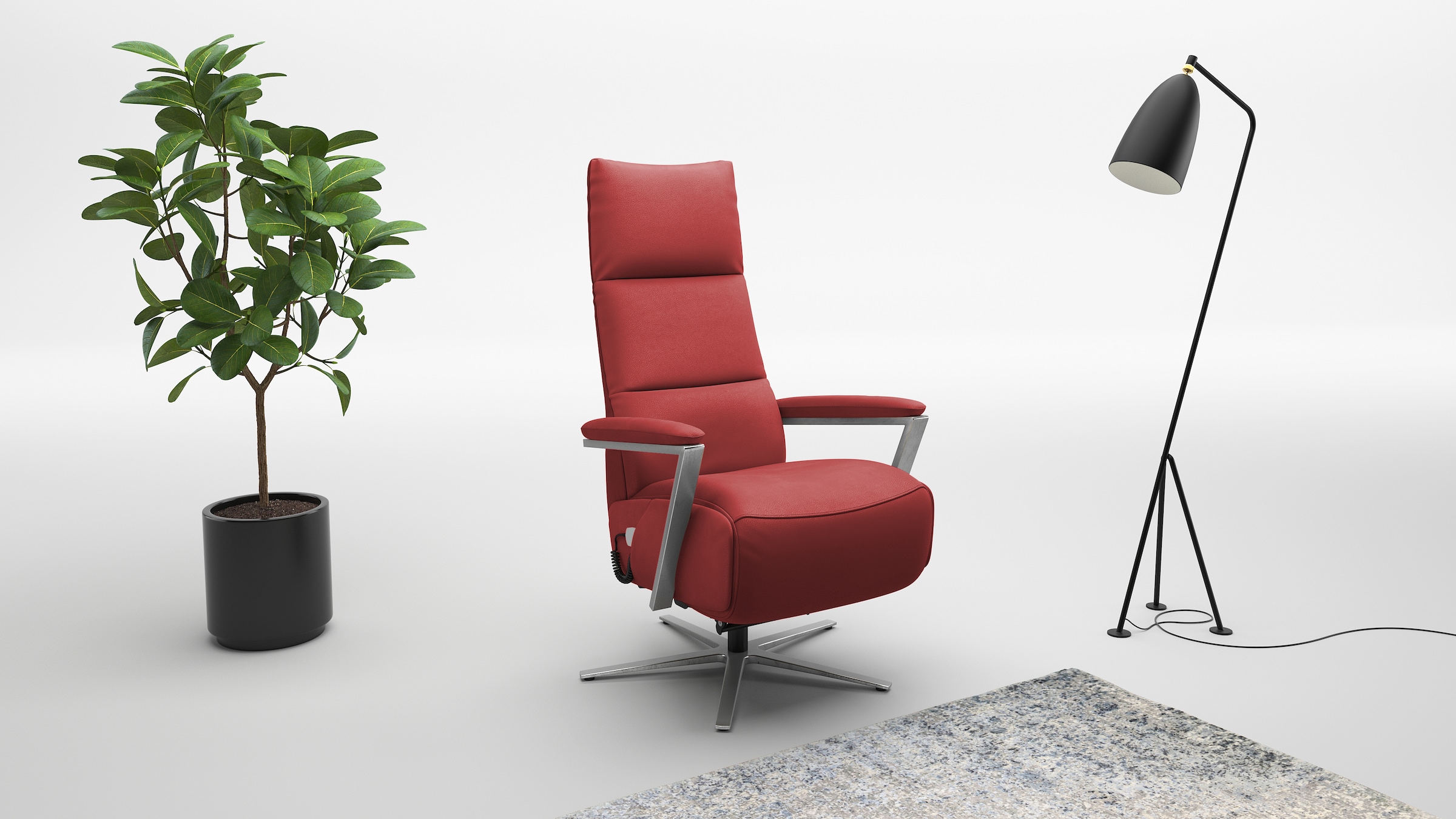TV-Sessel SIT & MORE "Vario Comfort, inkl. Kopfteilverstellung & 360 Drehfunktion", rot (feuerrot), B:70cm H:124cm T:85cm, Sessel, mit Gasdruck, Höhe der Armlehnen 62cm