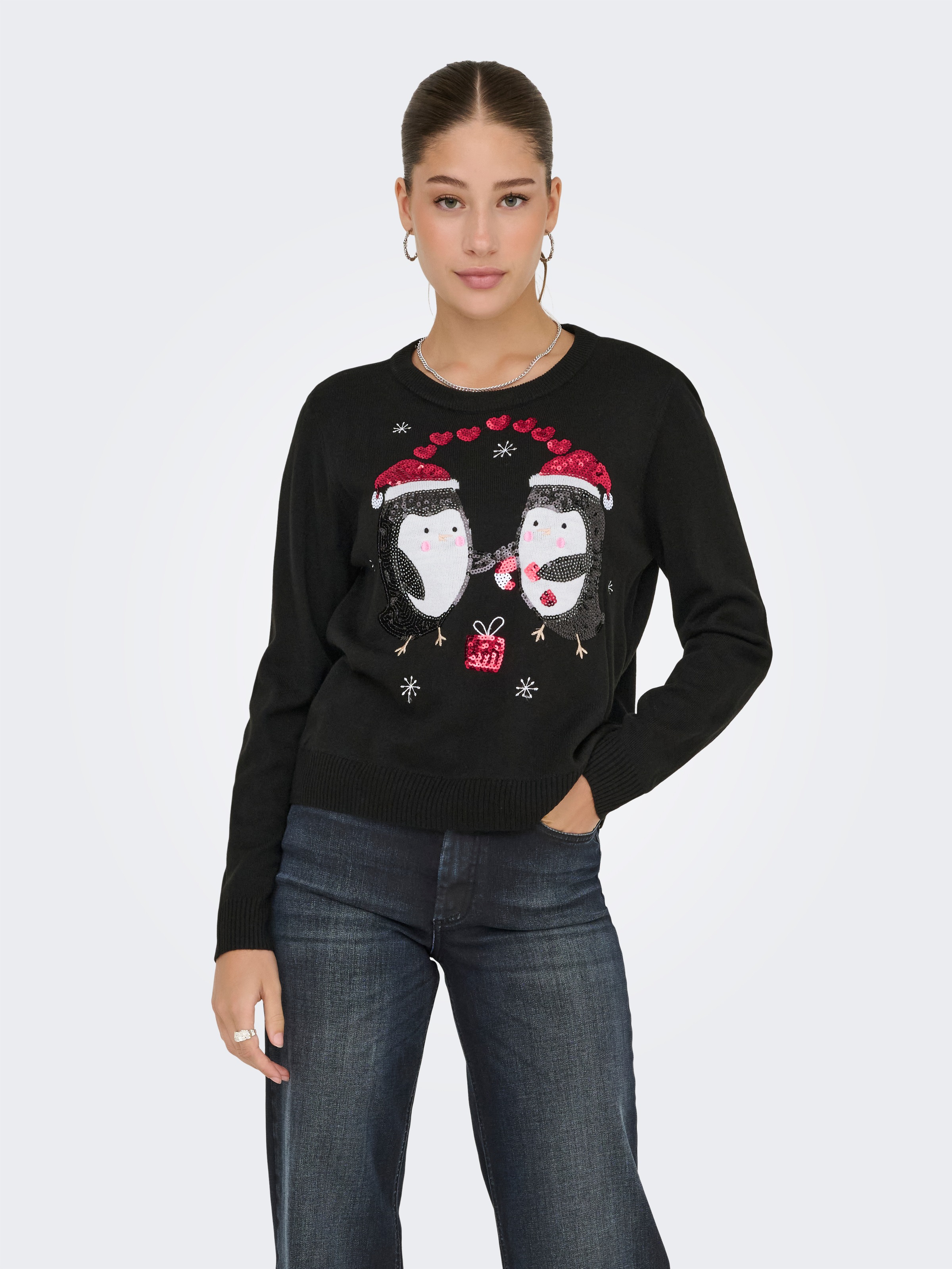ONLY Weihnachtspullover "ONLXMAS SHINE LS ONECK KNT" günstig online kaufen