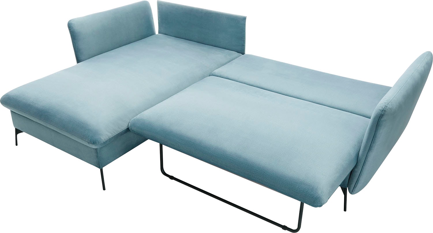 andas Ecksofa »LIVORNO,258 cm, L-Form,«, Schlaffunktion u. Bettkasten (139/224cm), Samt, Struktur, Webstoff