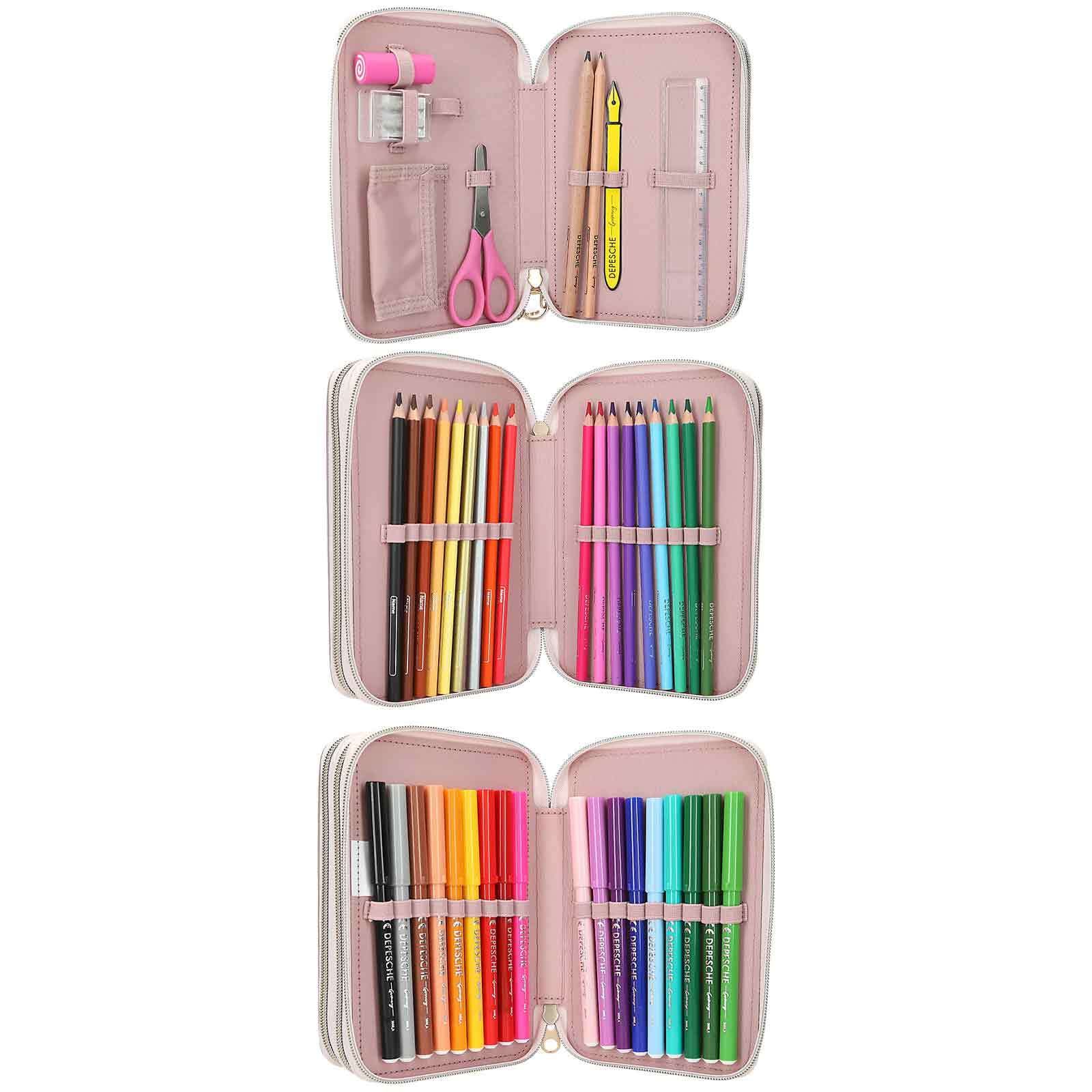 Depesche Buntstift »3-Fach Federtasche SUMMER FEELING inkl. Stifte TOPModel 7,5 x 13 x 20 cm violett«