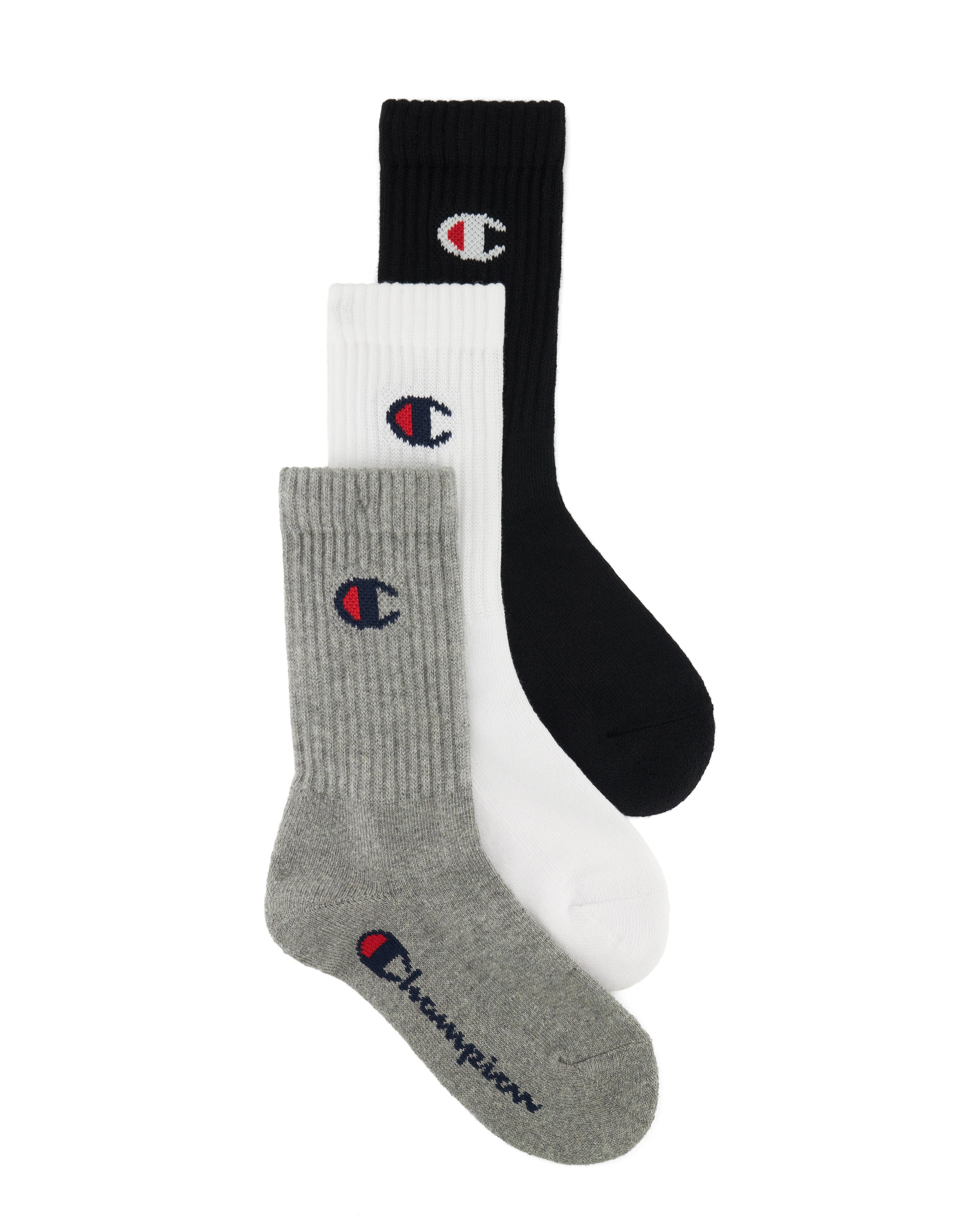 Champion Sportsocken "3 Pack Crew Socks" 3 Paar tlg. für Kinder, dreiteiliges Set, aus Baumwolle, Polyester und Elasthan