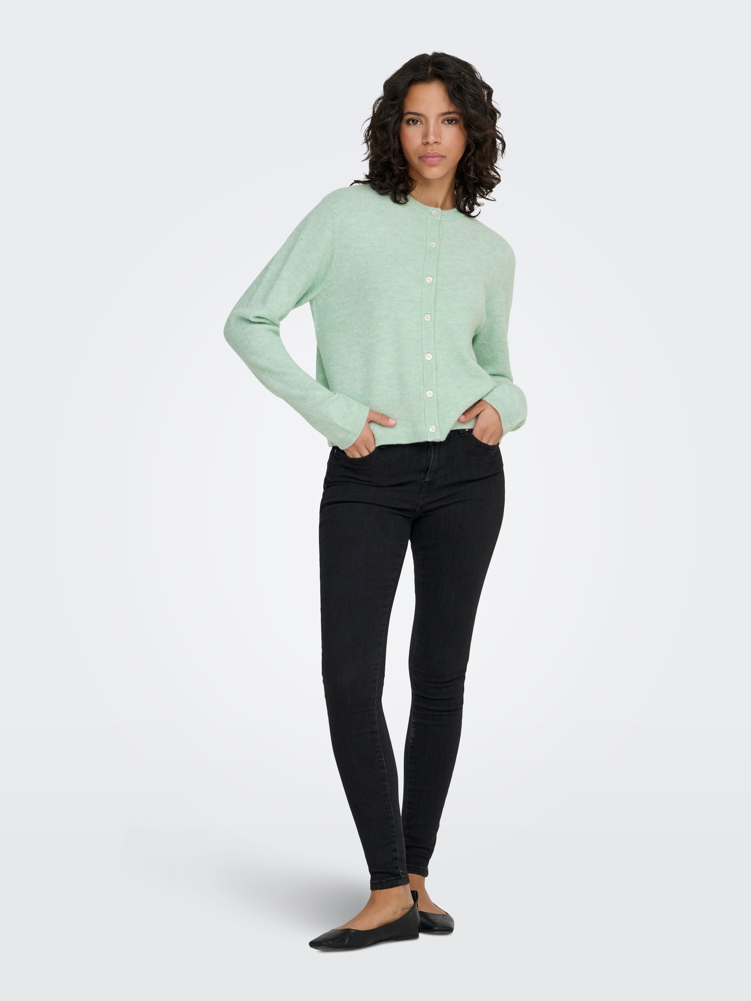 ONLY Strickjacke »ONLSIMONI L/S O-NECK CARDIGAN KNT NOOS« Materialmix, relaxed fit