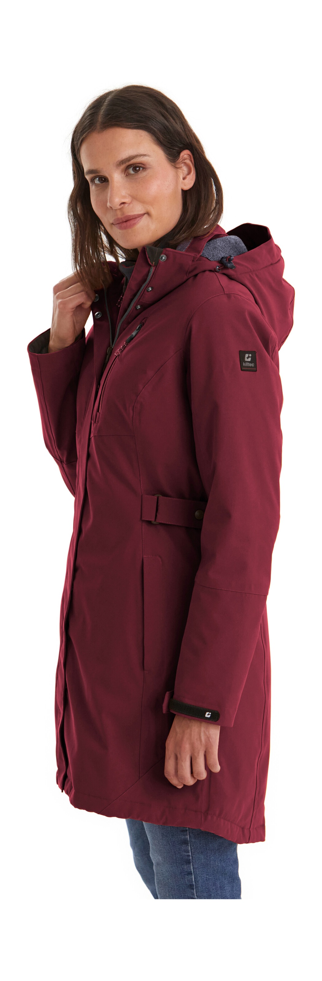 Parka KILLTEC "KOW 165 WMN PRK", Damen, Gr. 48, rot (weinrot), Obermaterial: 100% Polyester;Futter: 100% Polyester;Füllung: 100% Polyester, Jacken Parka, Wasser- und winddichter Parka mit Teddyfleece und abnehmbarer Kapuze 2
