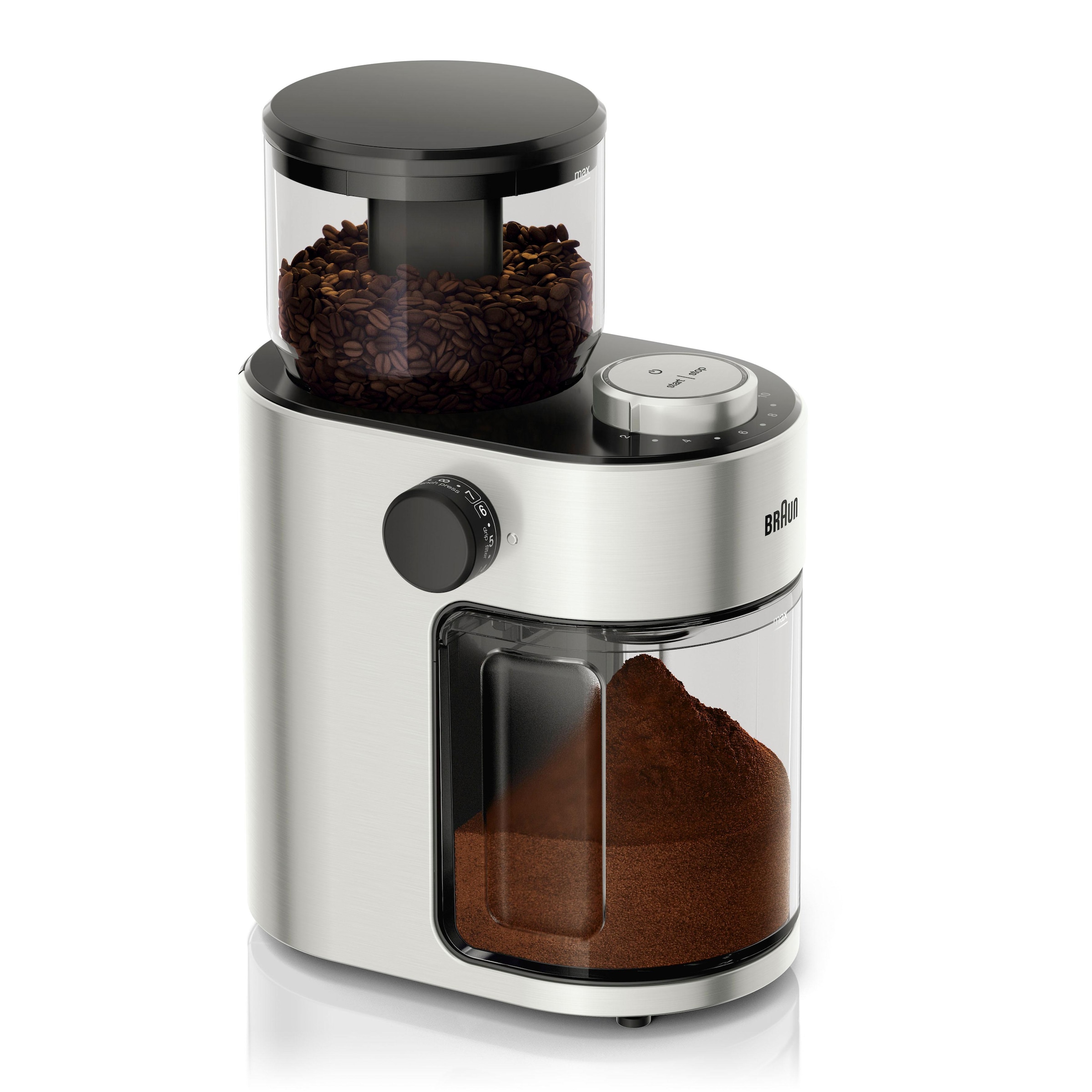BRAUN Kaffeemühle "Fresh-Set Kaffeemühle KG 7070 - 15 Einstellungen, 220 g Behälter", B:13cm H:27cm T:19cm, schwarz, Kaffeemühlen, 2-12 Kaffeetassen