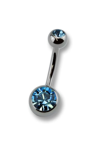 Bauchnabelpiercing »Titan silberfarben Kristall dunkelblau«