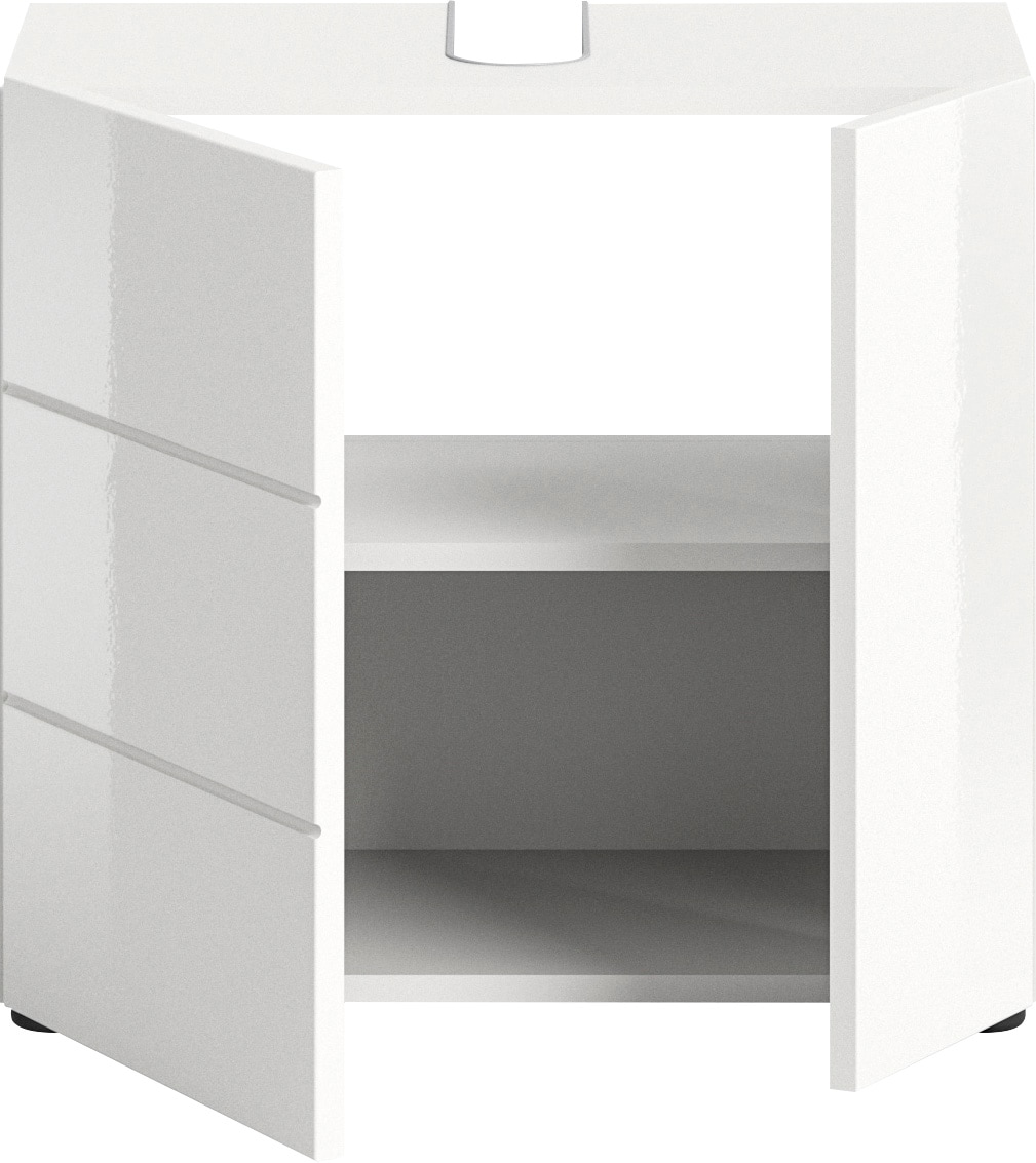 welltime Waschbeckenunterschrank »BIEL, TOPSELLER!, Breite 60 cm, 1 Tür, 2 Fächer, mit Siphonausschnitt«, (1 St.), Badmöbel, Badschrank, Schrank, Unterschrank, Bad, Badezimmer
