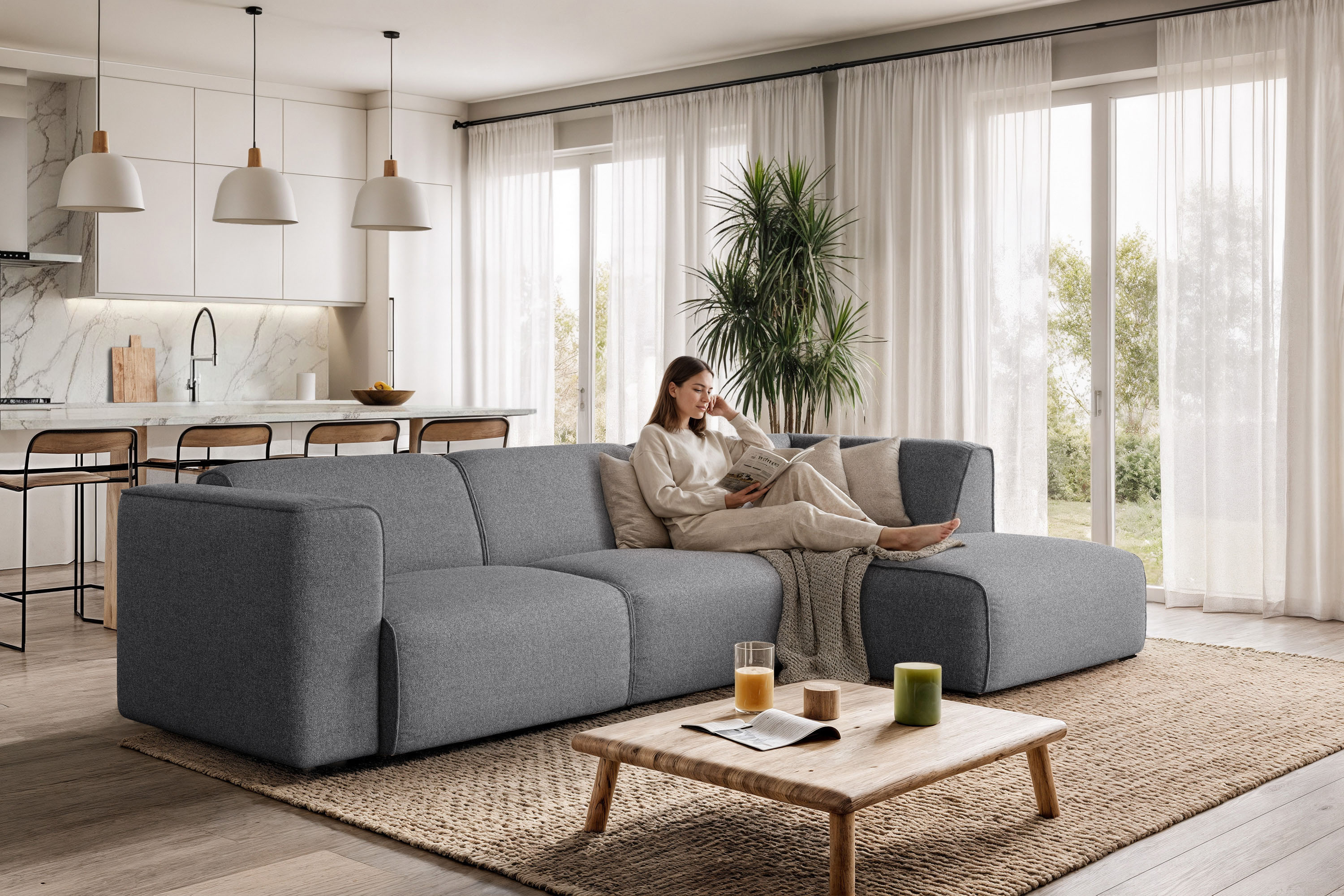 OTTO home Ecksofa "Merid L-Form, B: 295 cm - OTTO. Verlässliche Qualität." jederzeit durch Module erweiterbar