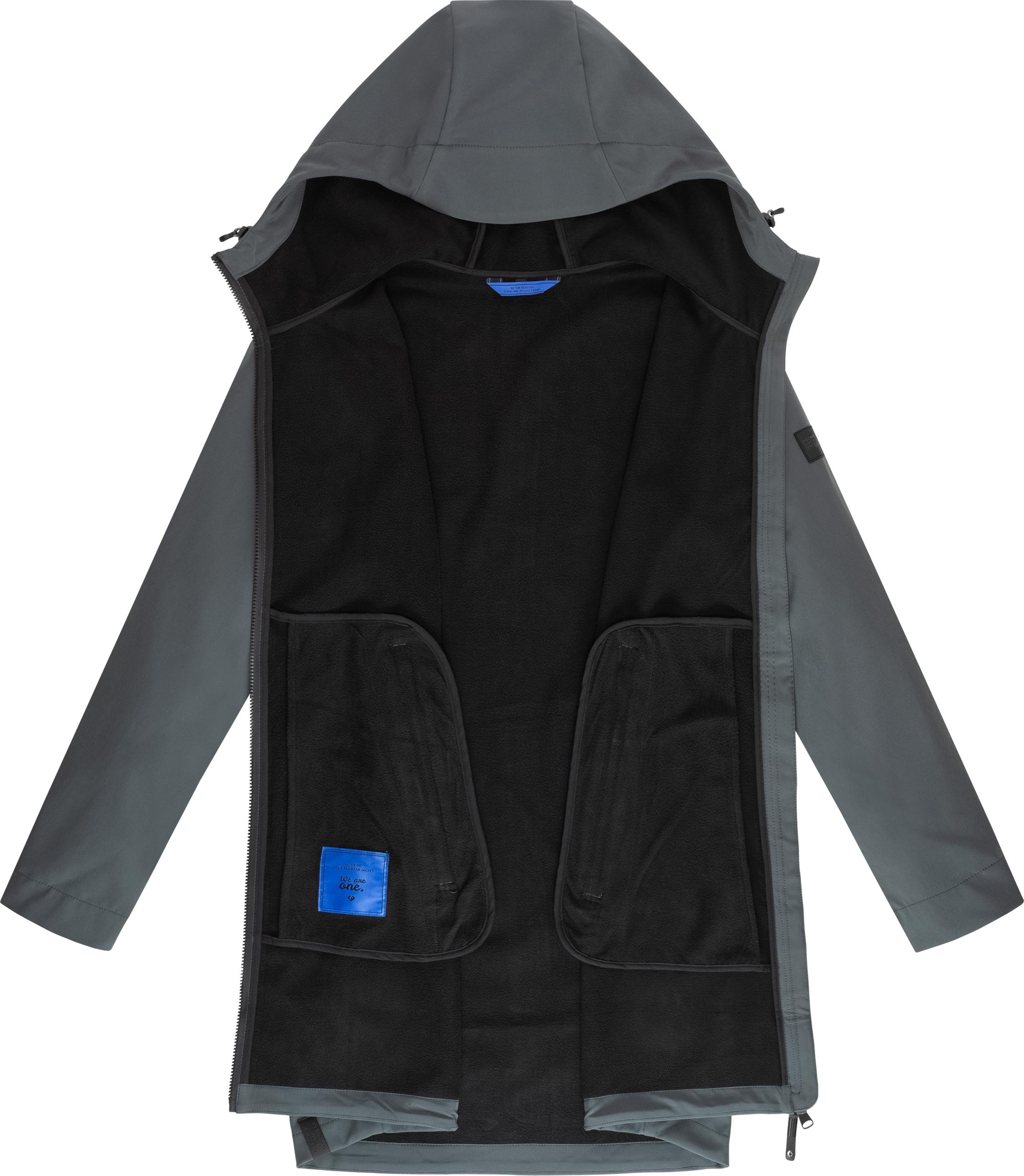 Ragwear Softshellparka »Shellwie Long«, mit Kapuze, Wasserdichter Herren Softshellmantel mit Kapuze