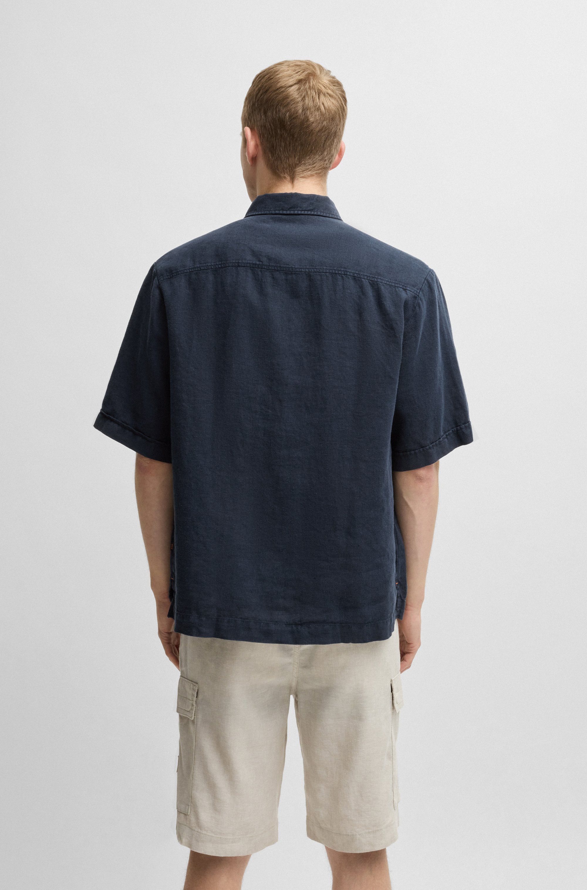 BOSS ORANGE Leinenhemd "Lapoully" mit Kontrastdetails innen günstig online kaufen