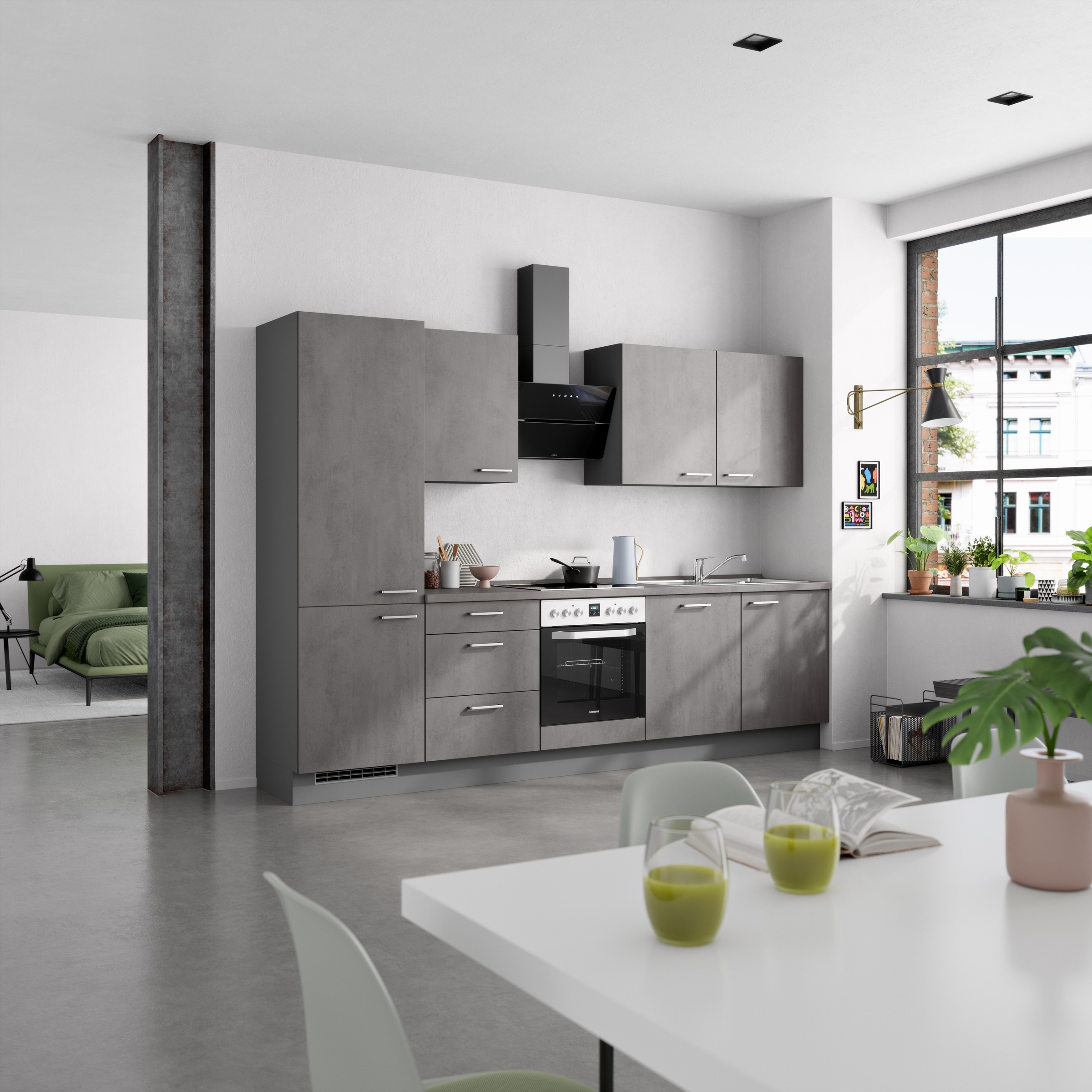 nobilia® Küchenzeile »"Riva II"«, vormontiert, Ausrichtung wählbar, Breite 300 cm, wahlw. mit E-Geräten