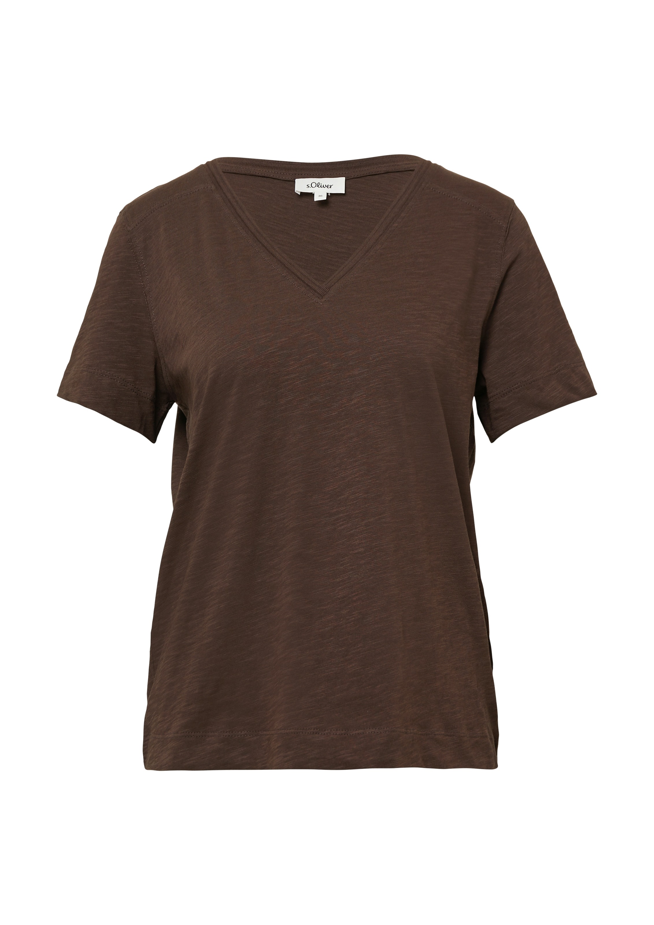 Thumbnail - s.Oliver T-Shirt, aus Flammgarn mit V-Ausschnitt