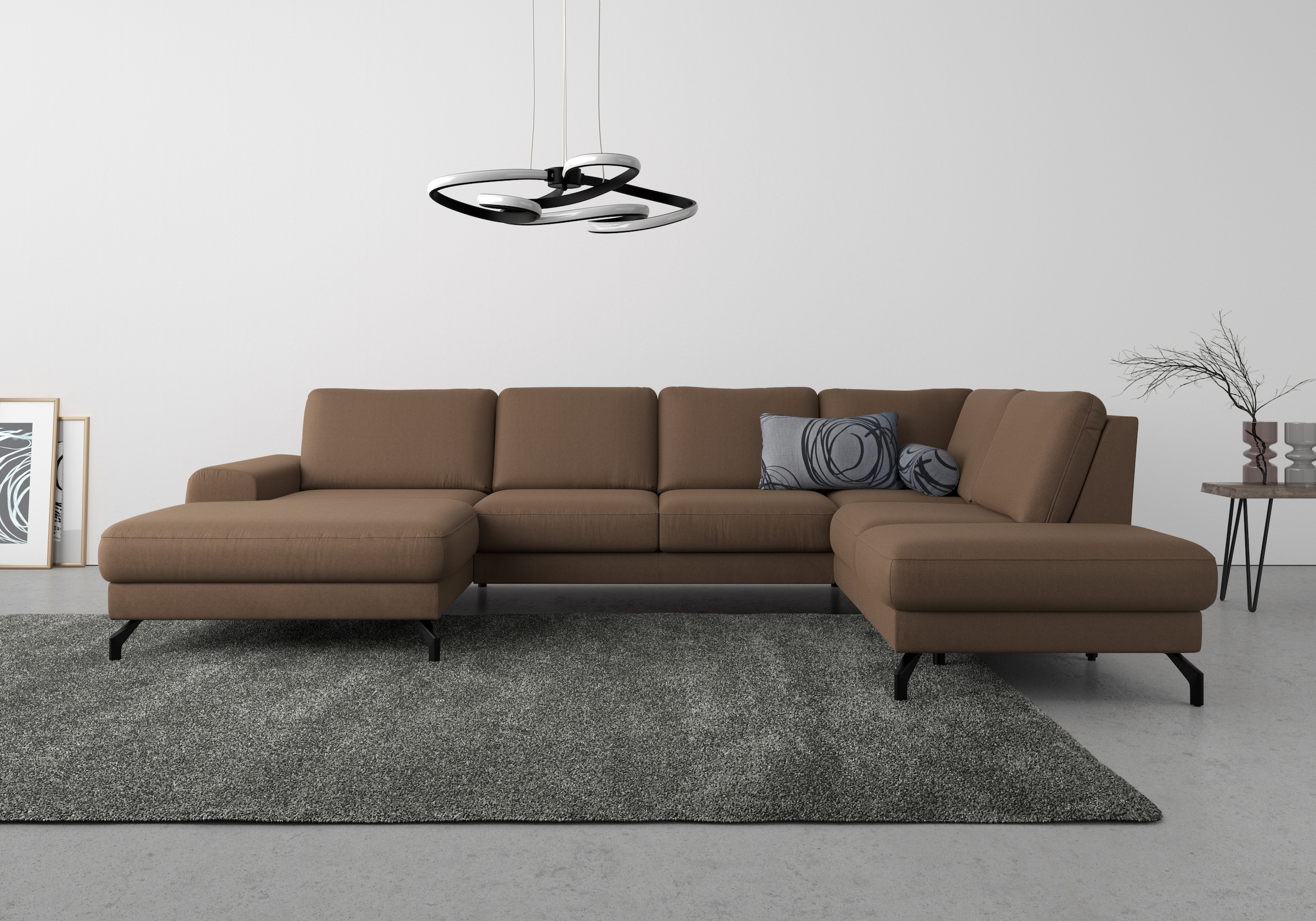 sit&more Wohnlandschaft »Cinturo U-Form«, inklusive Sitztiefenverstellung und Federkern, Sitzhöhe 45 cm