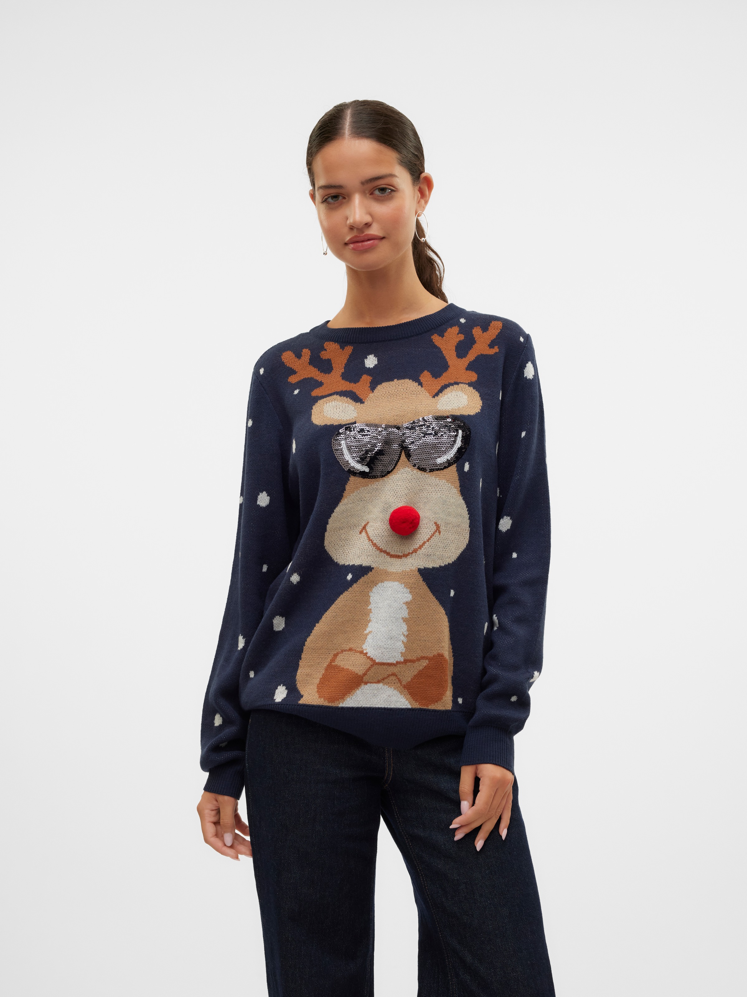 Vero Moda Weihnachtspullover "VMNEWTINSEL LS O-NECK BLOUSE XMAS" günstig online kaufen