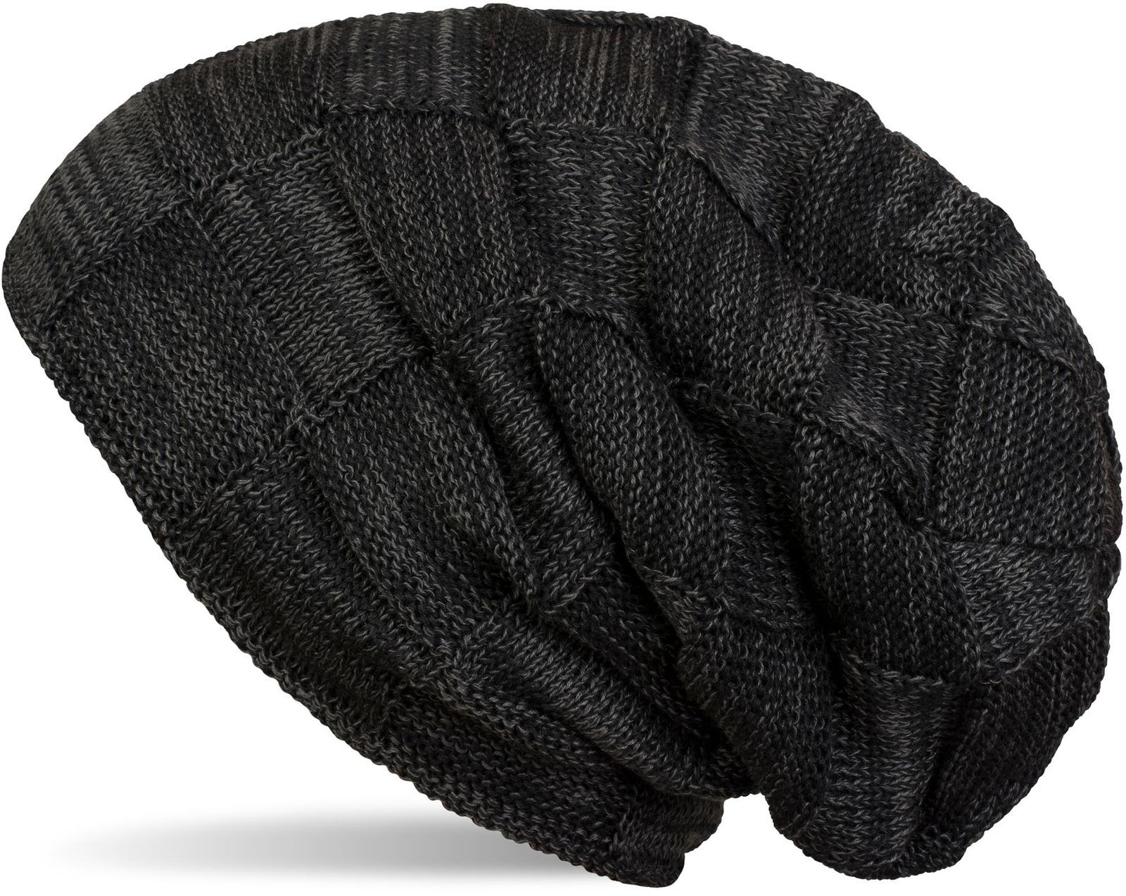 styleBREAKER Strickmütze "Feinstrick Beanie mit Karo Strick" 1 Stk.