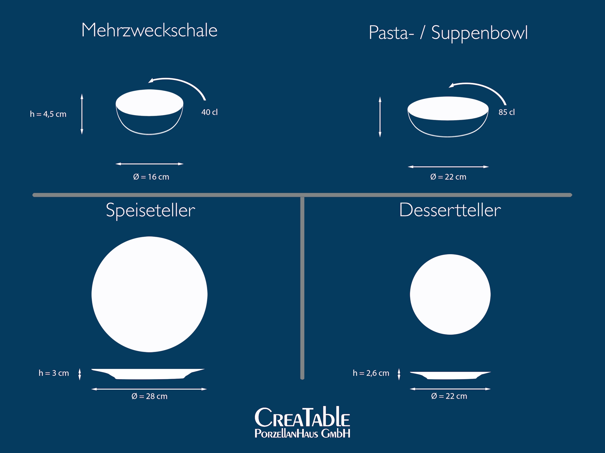 CreaTable Tafelservice »Uno«, (Set, 8 tlg.), seidenmatte Glasur