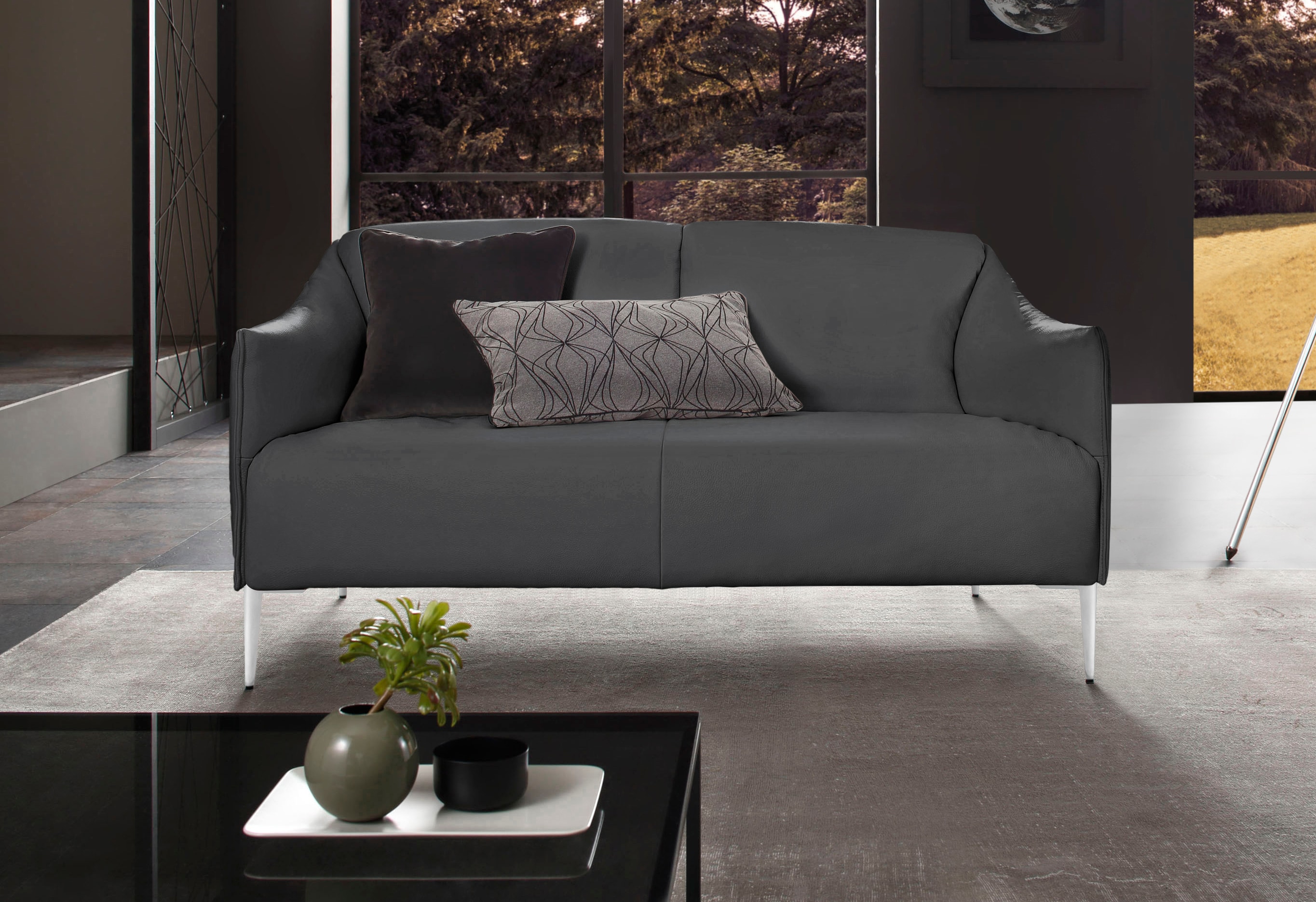 W.SCHILLIG 2-Sitzer "sally Design Sofa mit schmalen Armlehnen, bequem und elegant" mit Metallfüßen in Chrom glänzend, Breite 154 cm