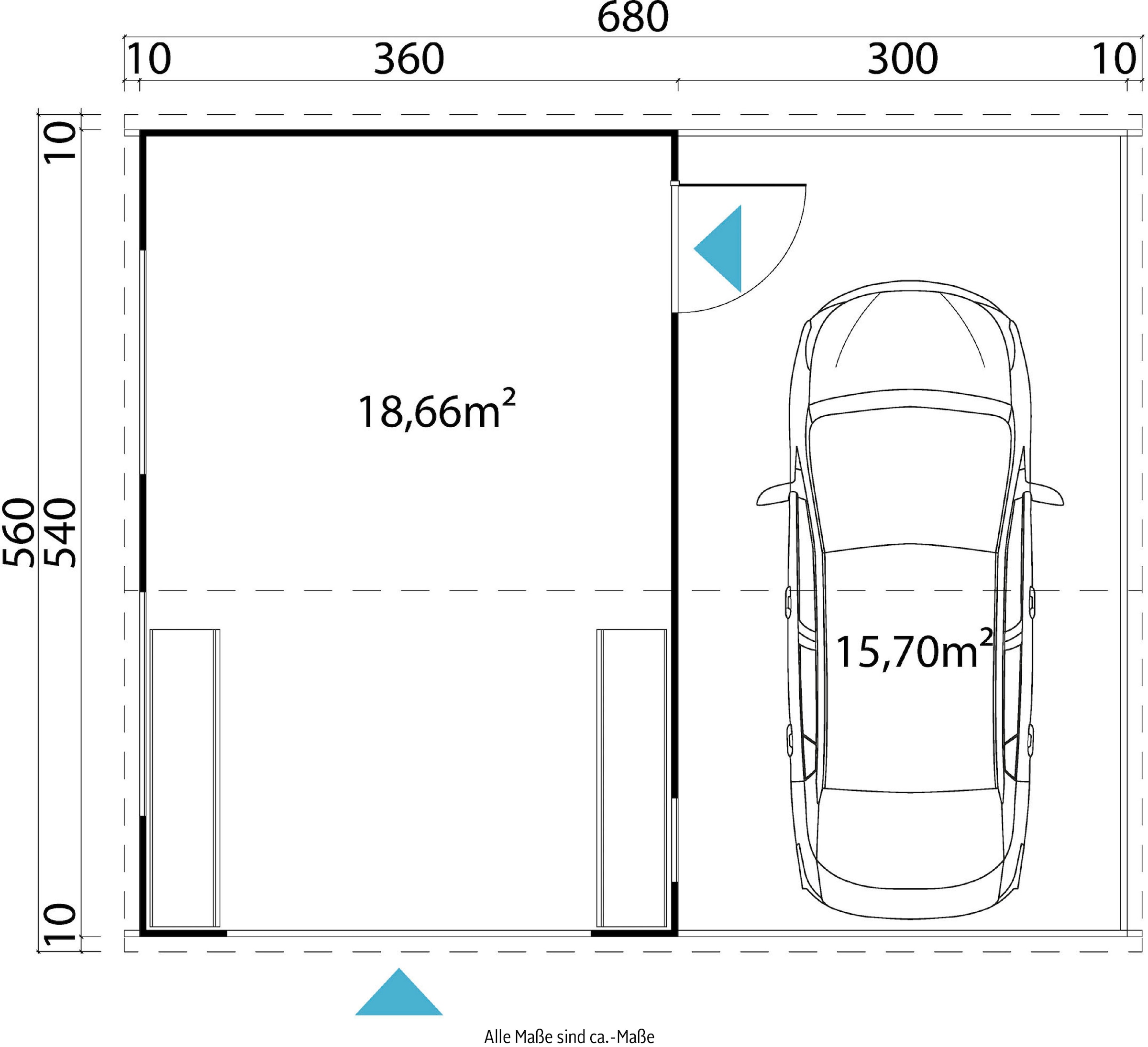 LASITA MAJA Garage »Bahamas«, (Set, Mit zusätzliche Eingang), Garage + Holztor