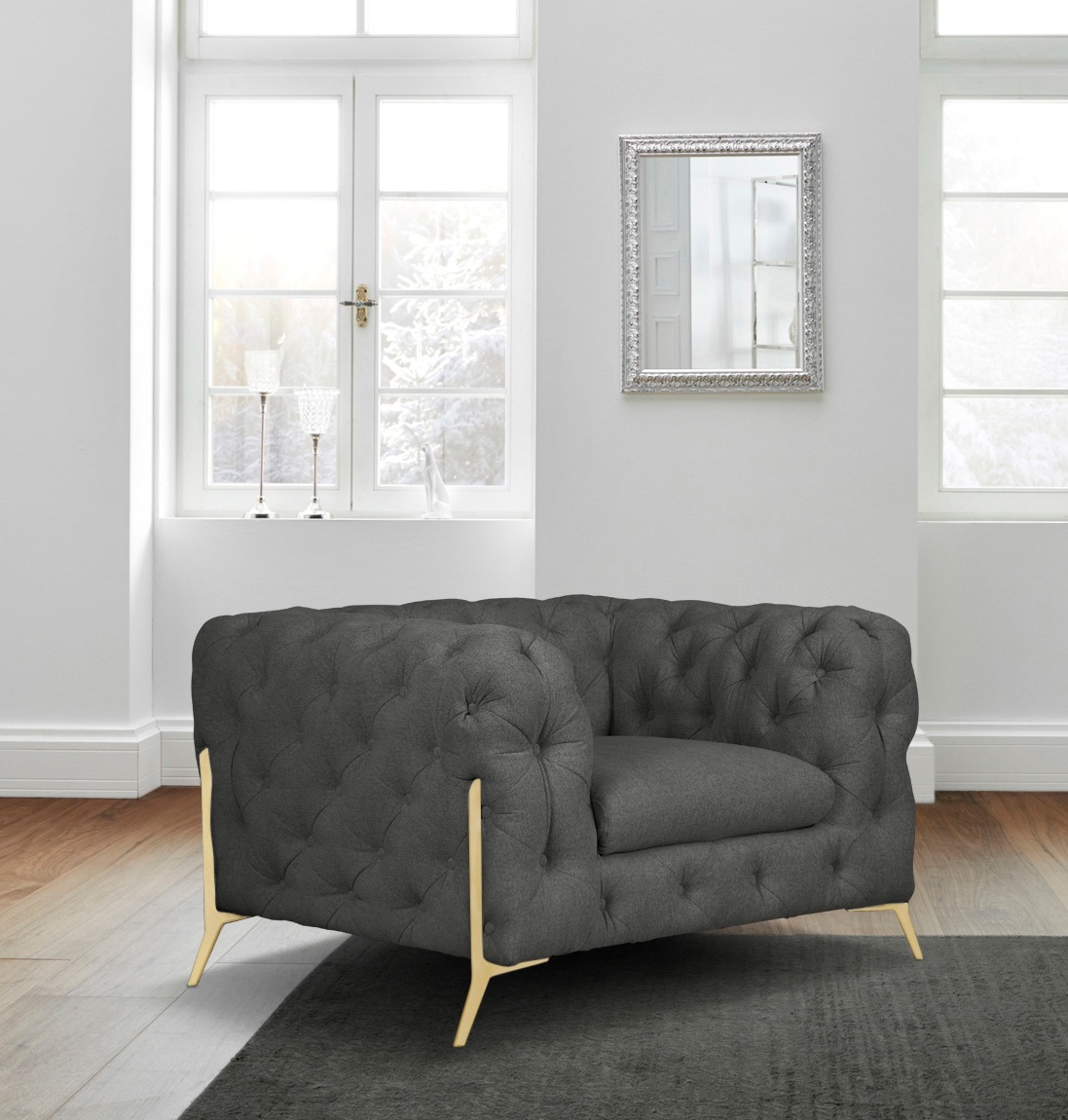 Leonique Chesterfield-Sessel »Amaury Sessel«, aufwändige Knopfheftung, moderne Chesterfield Optik, Fußfarbe wählbar