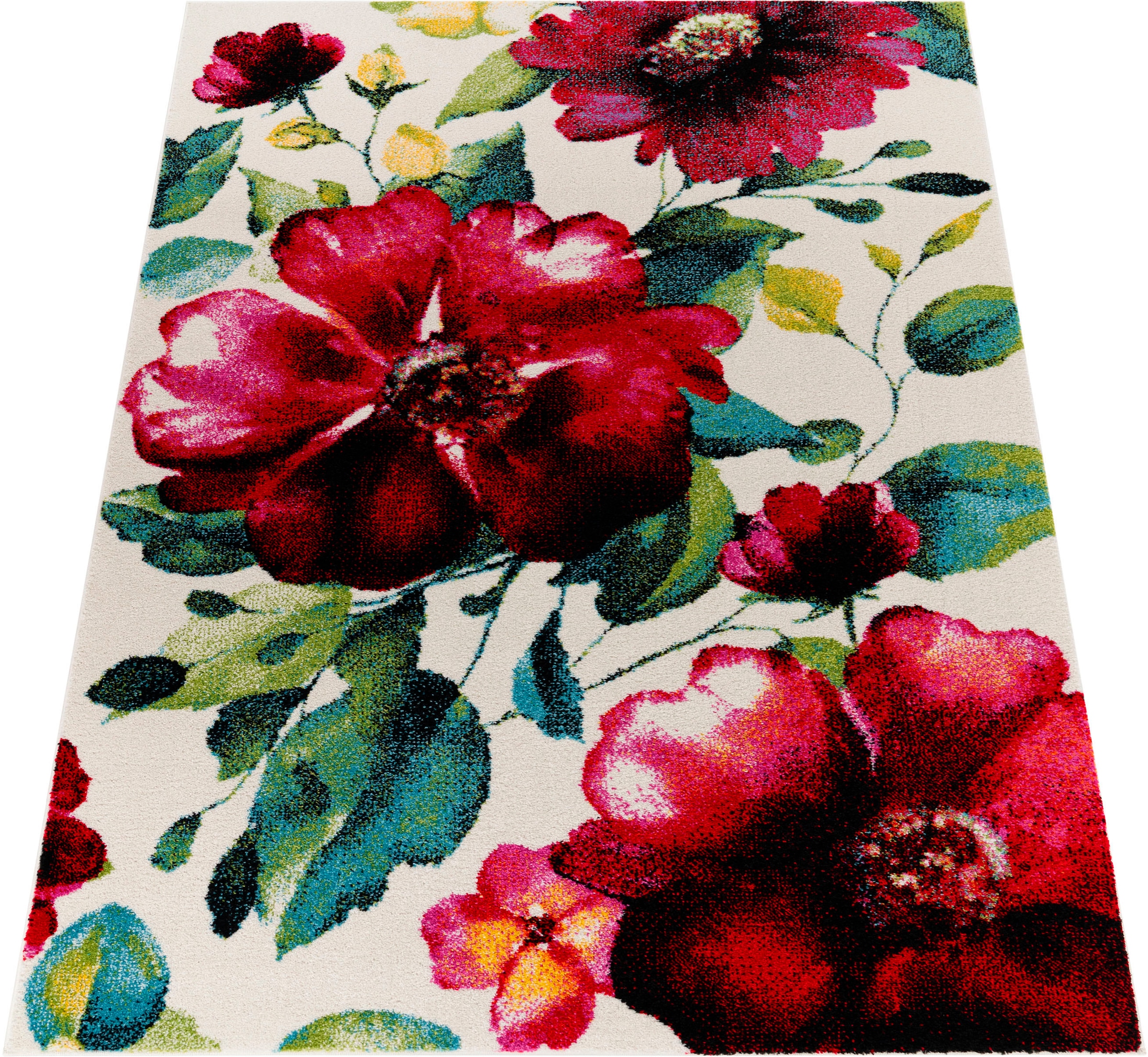 Optik Leinwand Blumen 854«, Teppich mit modernes Home | Paco »Canvas Kurzflor, Design, Arizona BAUR rechteckig,