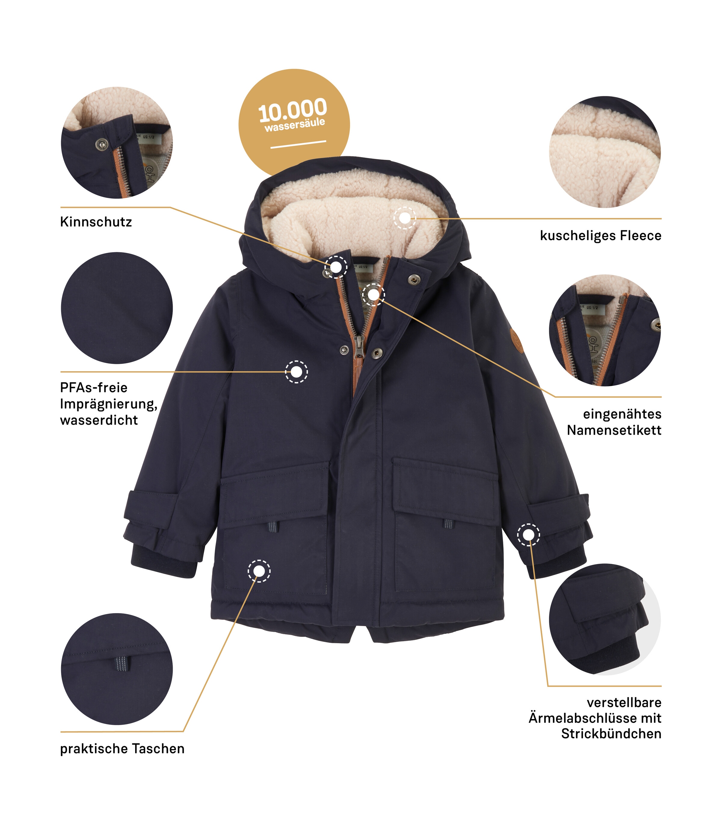 first instinct by killtec Parka »FIOW 7 MNS PRK«, Wasserdichter Kinderparka mit warmen Teddyfell